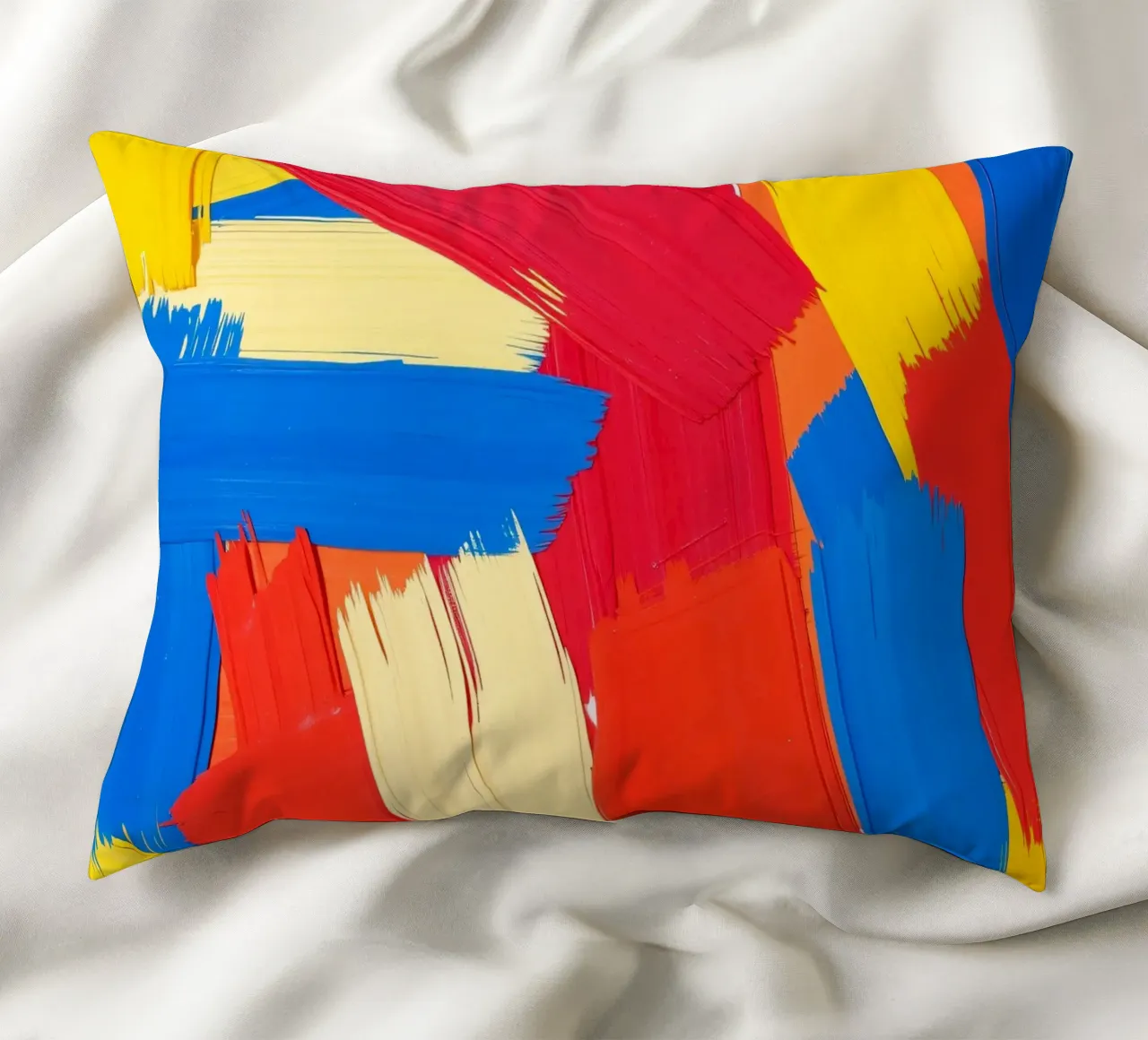 Carta da parati astratta con pennellate audaci in colori sorprendenti cuscino da DesignDoodle