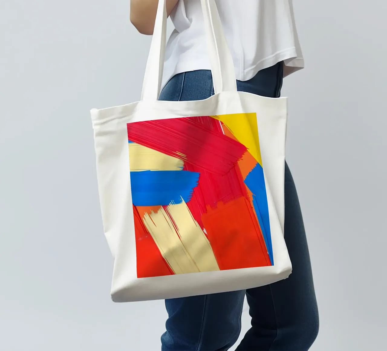 Abstrakte Tapete mit kräftigen Pinselstrichen in auffälliger Farbe Jutebeutel von DesignDoodle