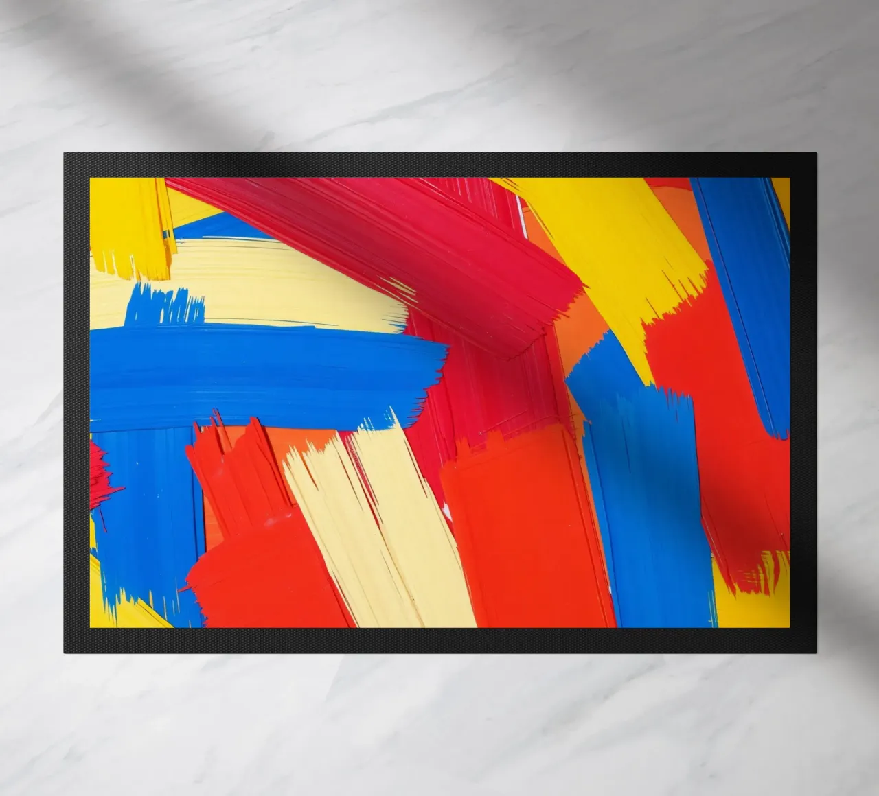 Carta da parati astratta con pennellate audaci in colori sorprendenti zerbino da DesignDoodle