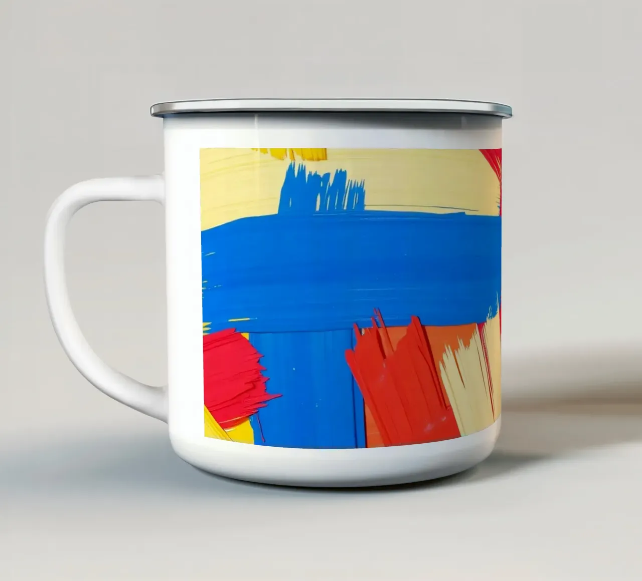 Carta da parati astratta con pennellate audaci in colori sorprendenti tazza in smalto da DesignDoodle
