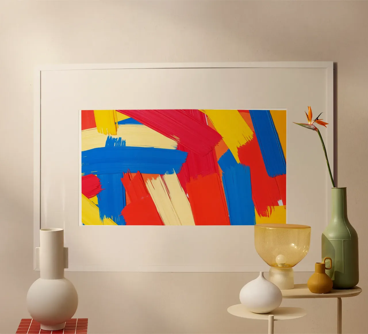 Carta da parati astratta con pennellate audaci in colori sorprendenti poster da DesignDoodle