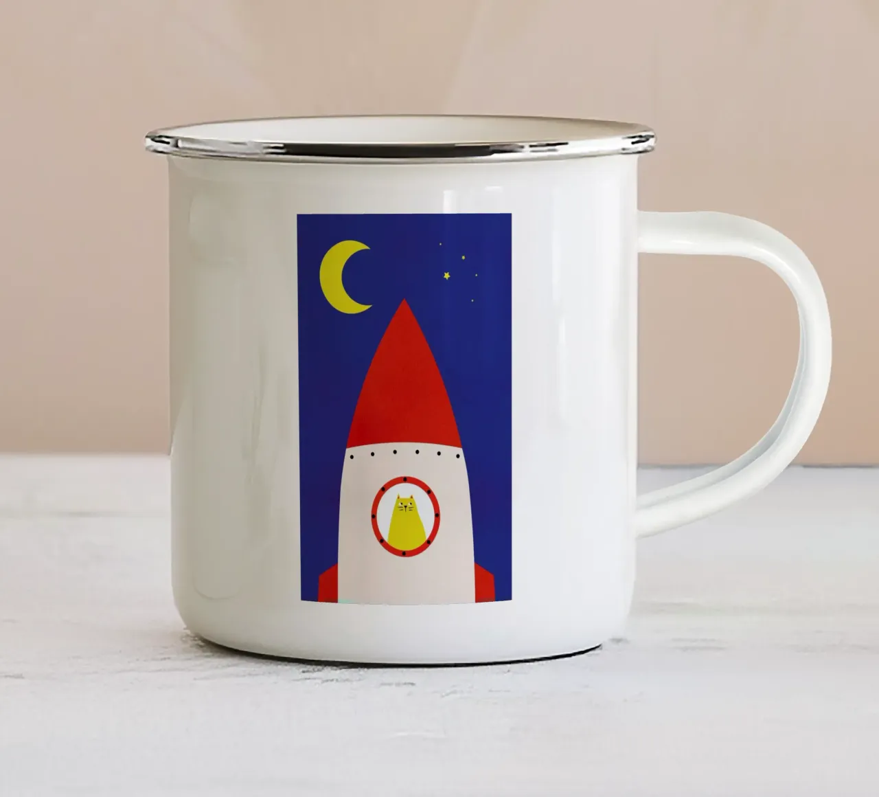 Off to Space tazza in smalto da Little Flourishes