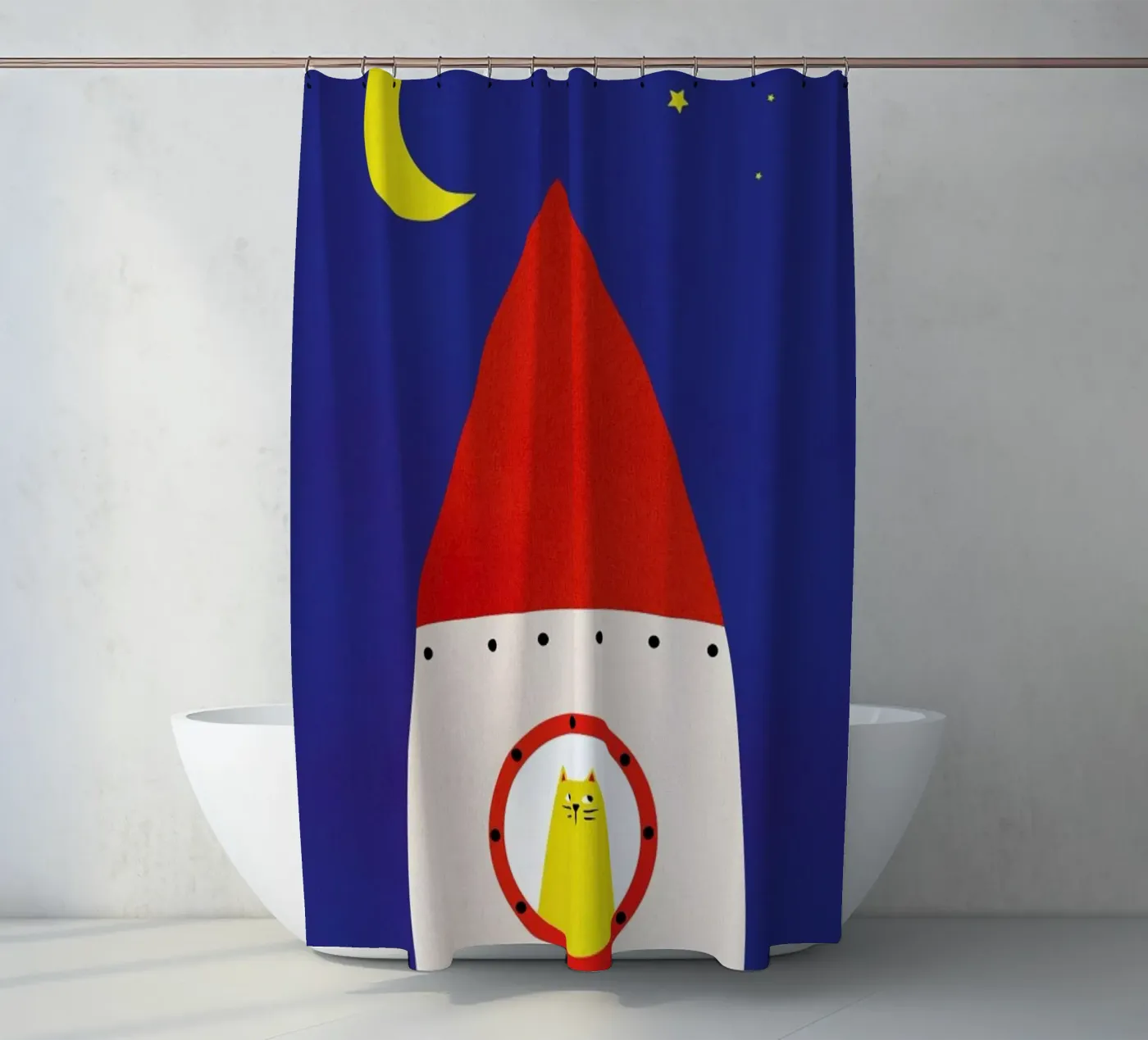 Off to Space Duschvorhang von Little Flourishes