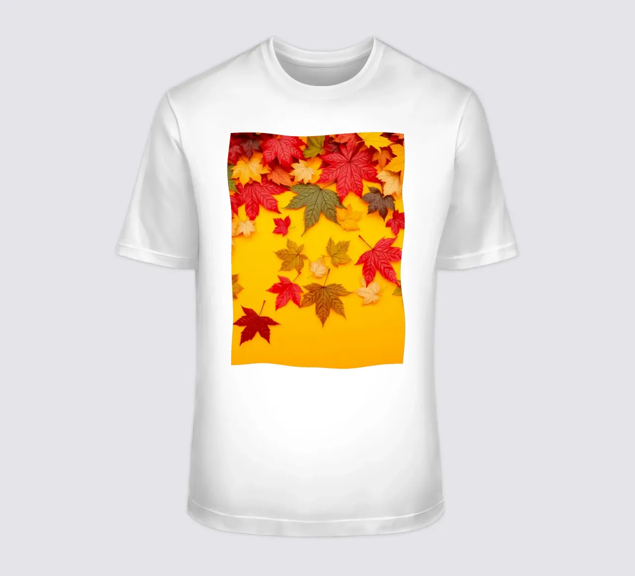 feuilles d'automne dispersées sur un fond jaune chaud t-shirt de DesignDoodle