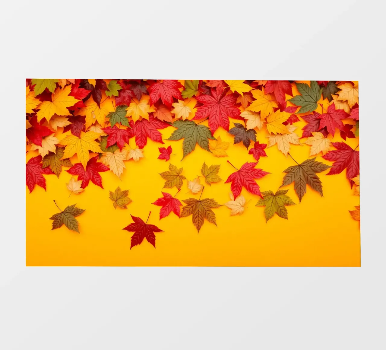 feuilles d'automne dispersées sur un fond jaune chaud bâche pvc de DesignDoodle