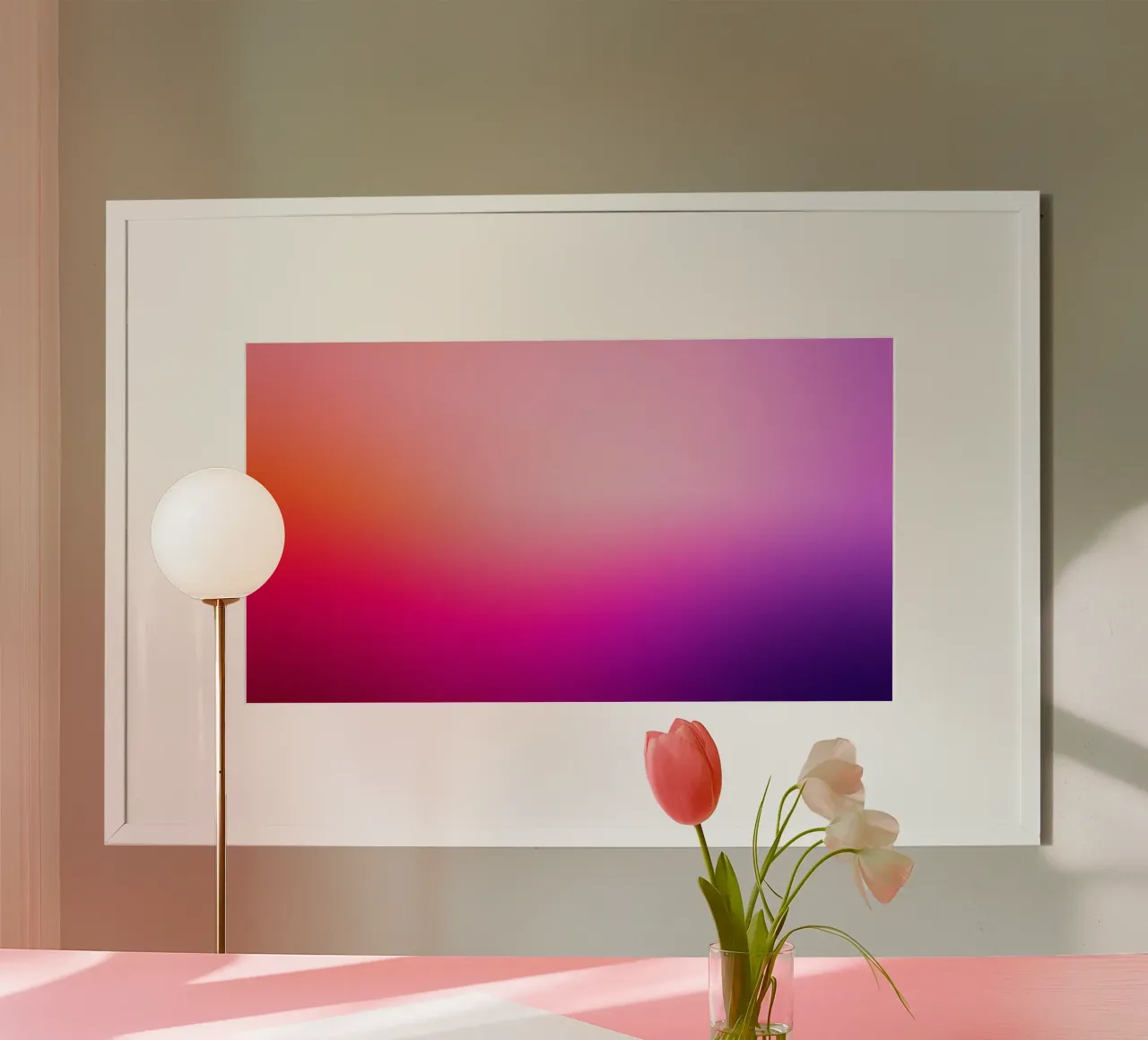 Una morbida miscela di colori rosa crea una carta da parati sorprendente poster con telaio in alluminio da DesignDoodle