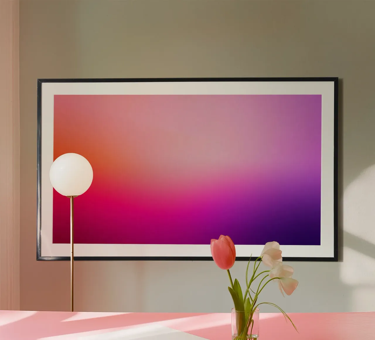 Una morbida miscela di colori rosa crea una carta da parati sorprendente poster con telaio in alluminio da DesignDoodle