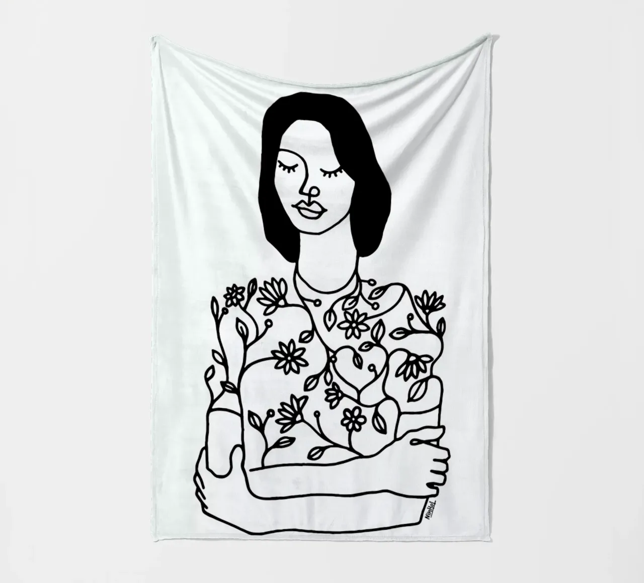 Dressing Flowers fleece blanket by Ninhol