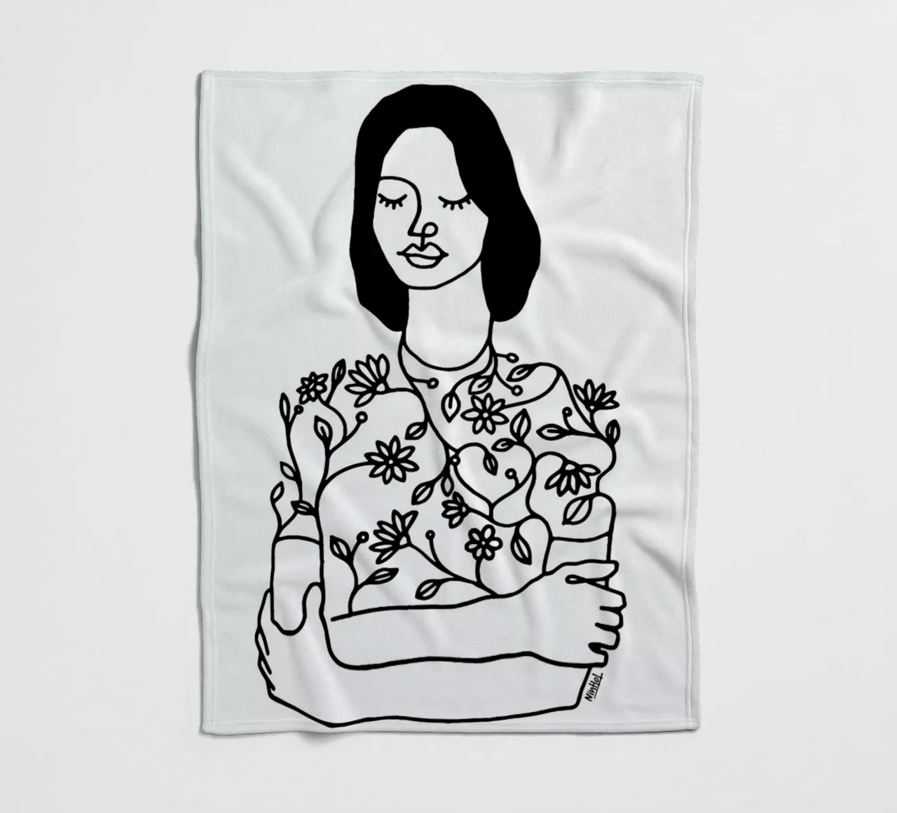 Dressing Flowers fleece blanket by Ninhol