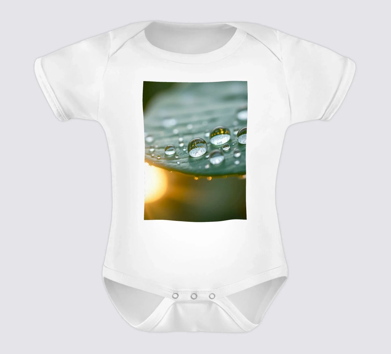 Vue rapprochée de gouttelettes d'eau sur une feuille verte body bébé de DesignDoodle
