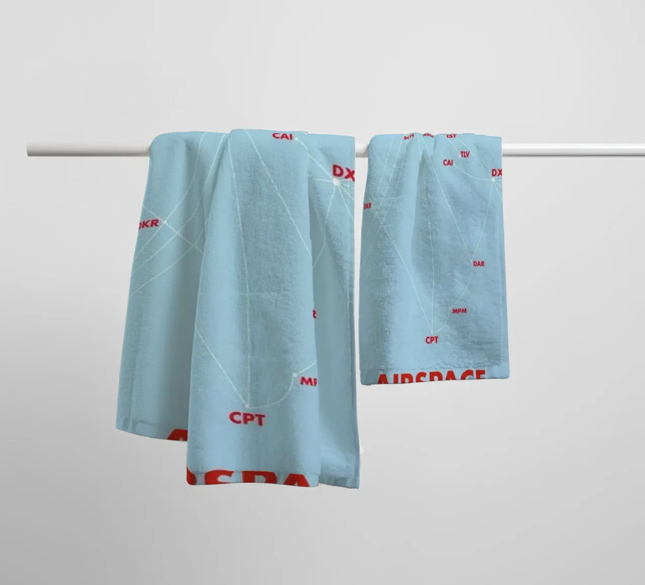 Airspace Map Blue asciugamano da bagno da Marc Schulthess
