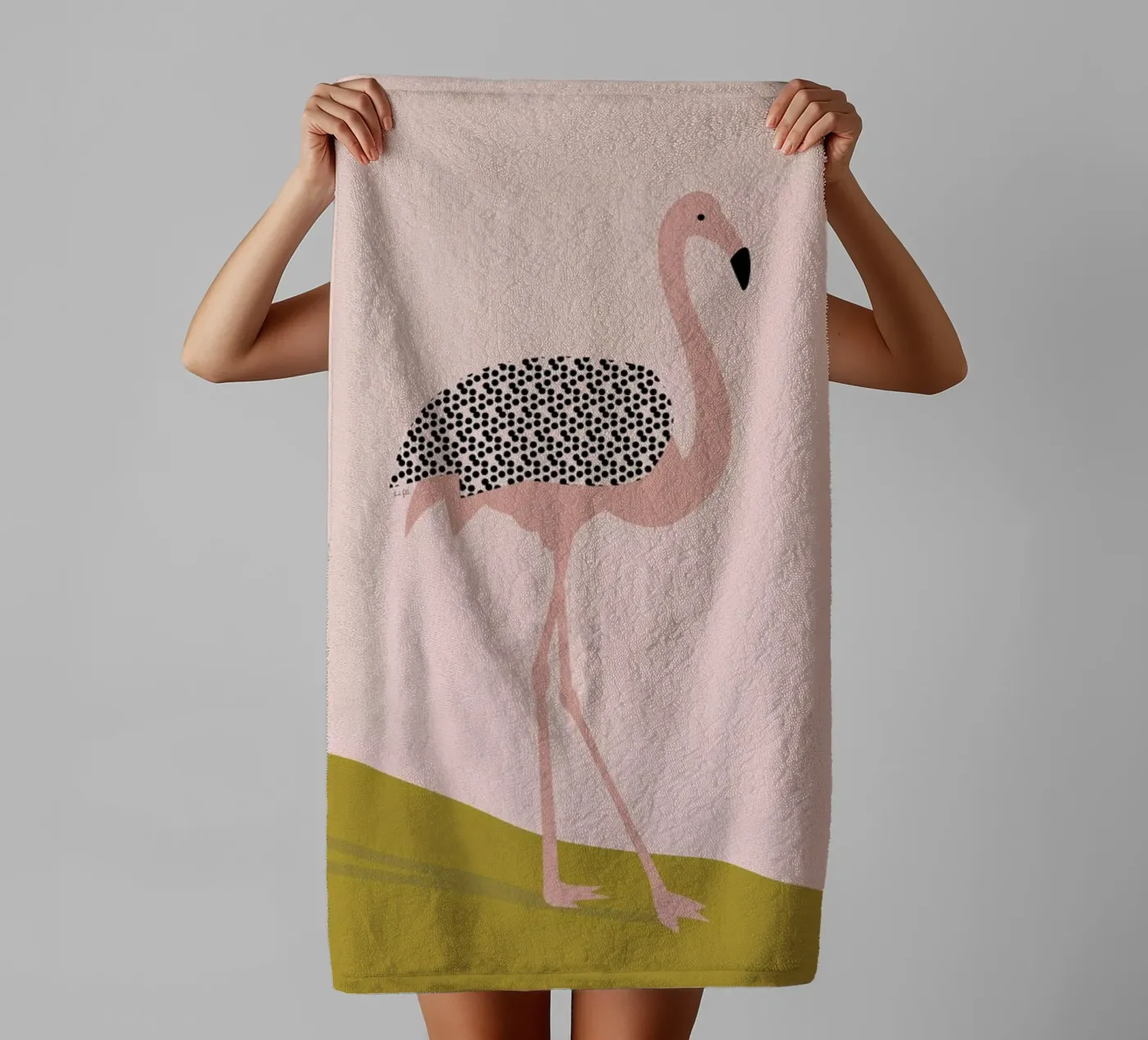 Flamingo badhanddoek van Linda Gobeta