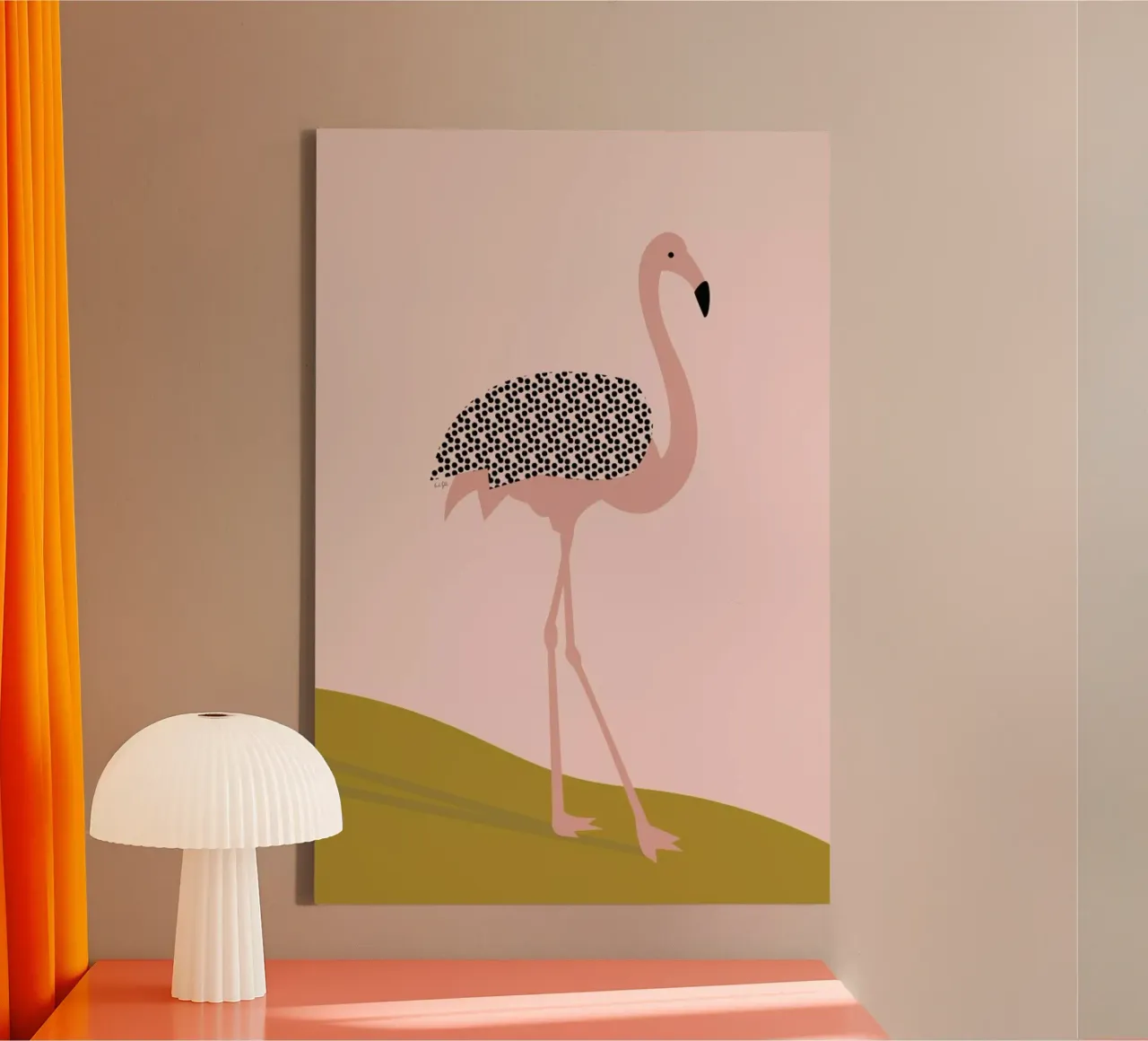 Flamingo tela con Cornice a cassetta da Linda Gobeta