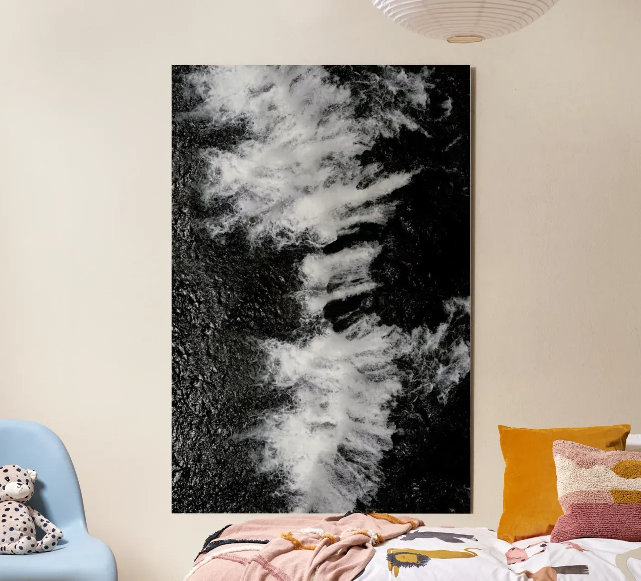 Black and White Water Cascade alluminio dibond da Studio Nahili