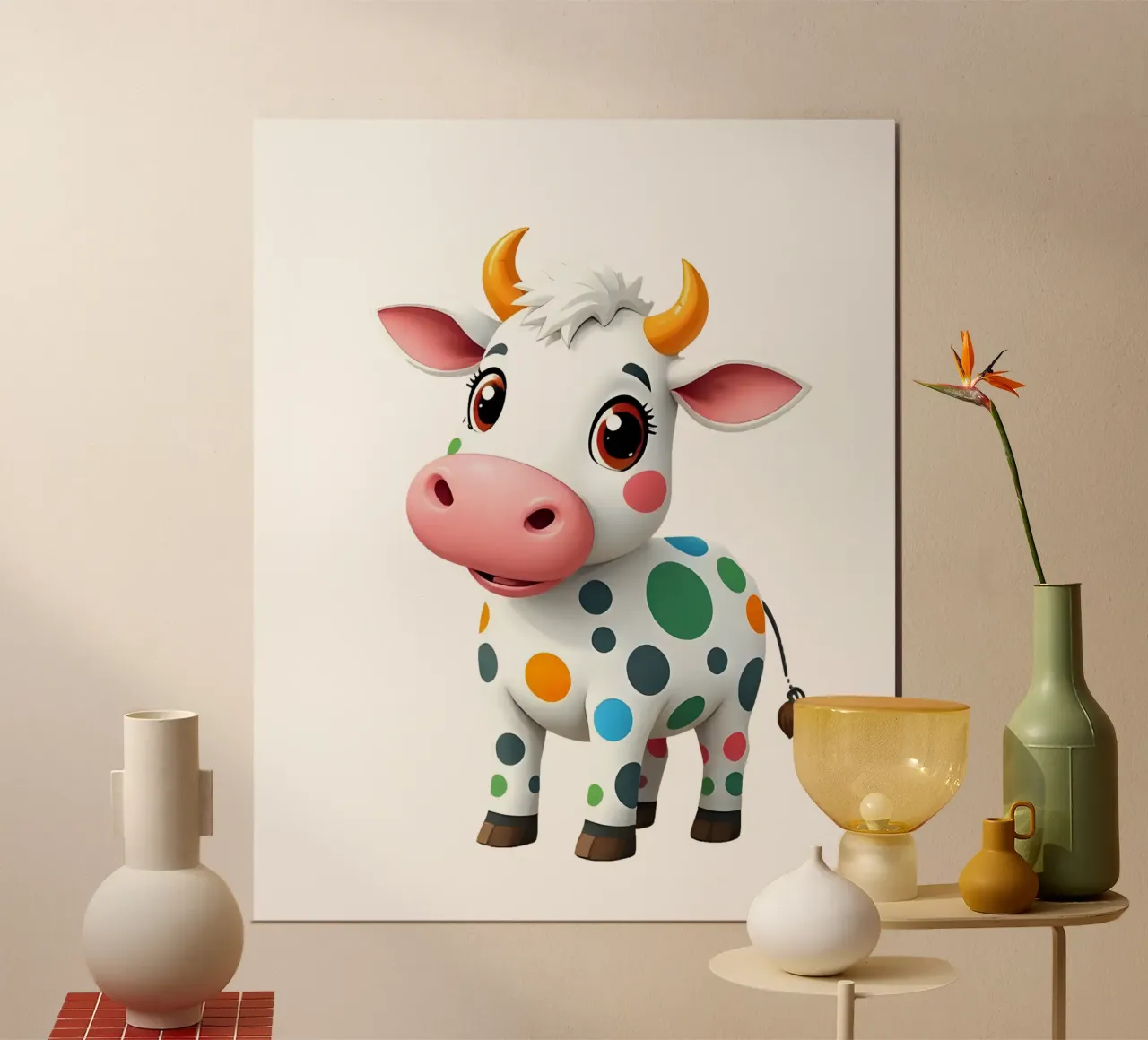 Kuh_3a poster con telaio in legno da Tierisch bunt by LK