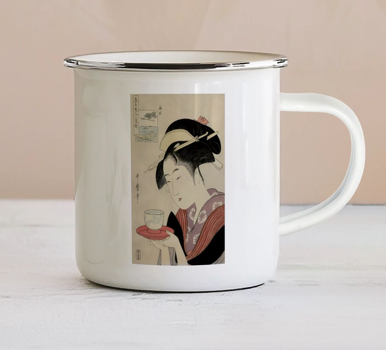 Geisha tazza in smalto da Flora & Fauna