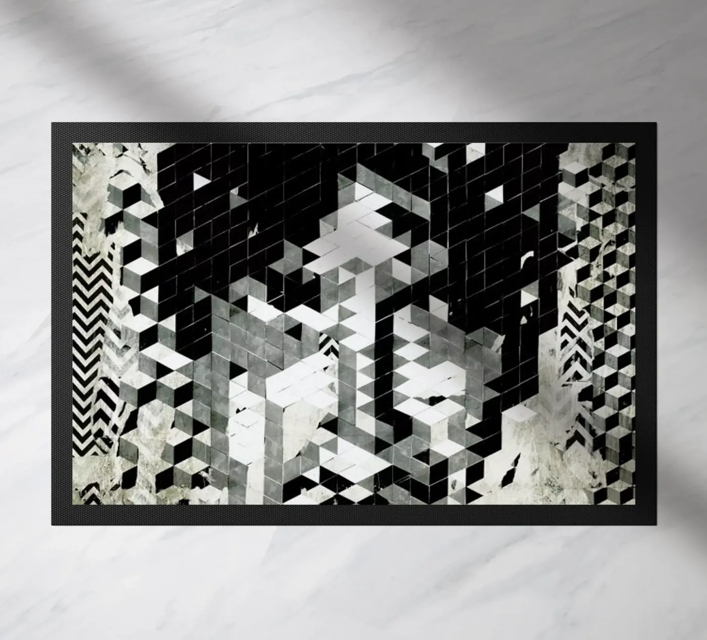 Cube Head doormat by Famous When Dead