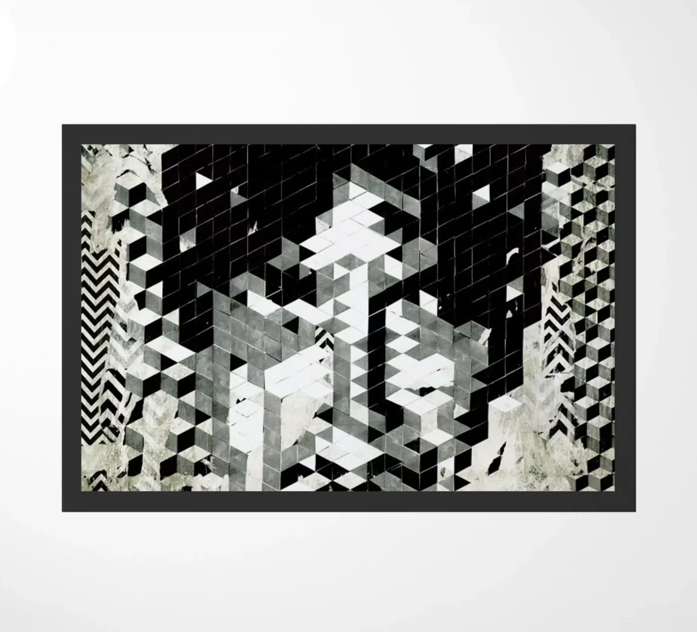 Cube Head doormat by Famous When Dead
