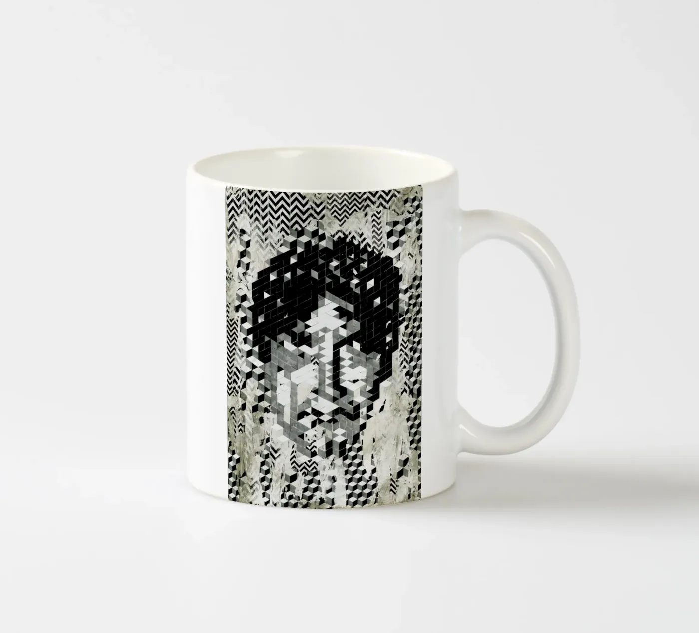 Cube Head ceramic mug by Famous When Dead