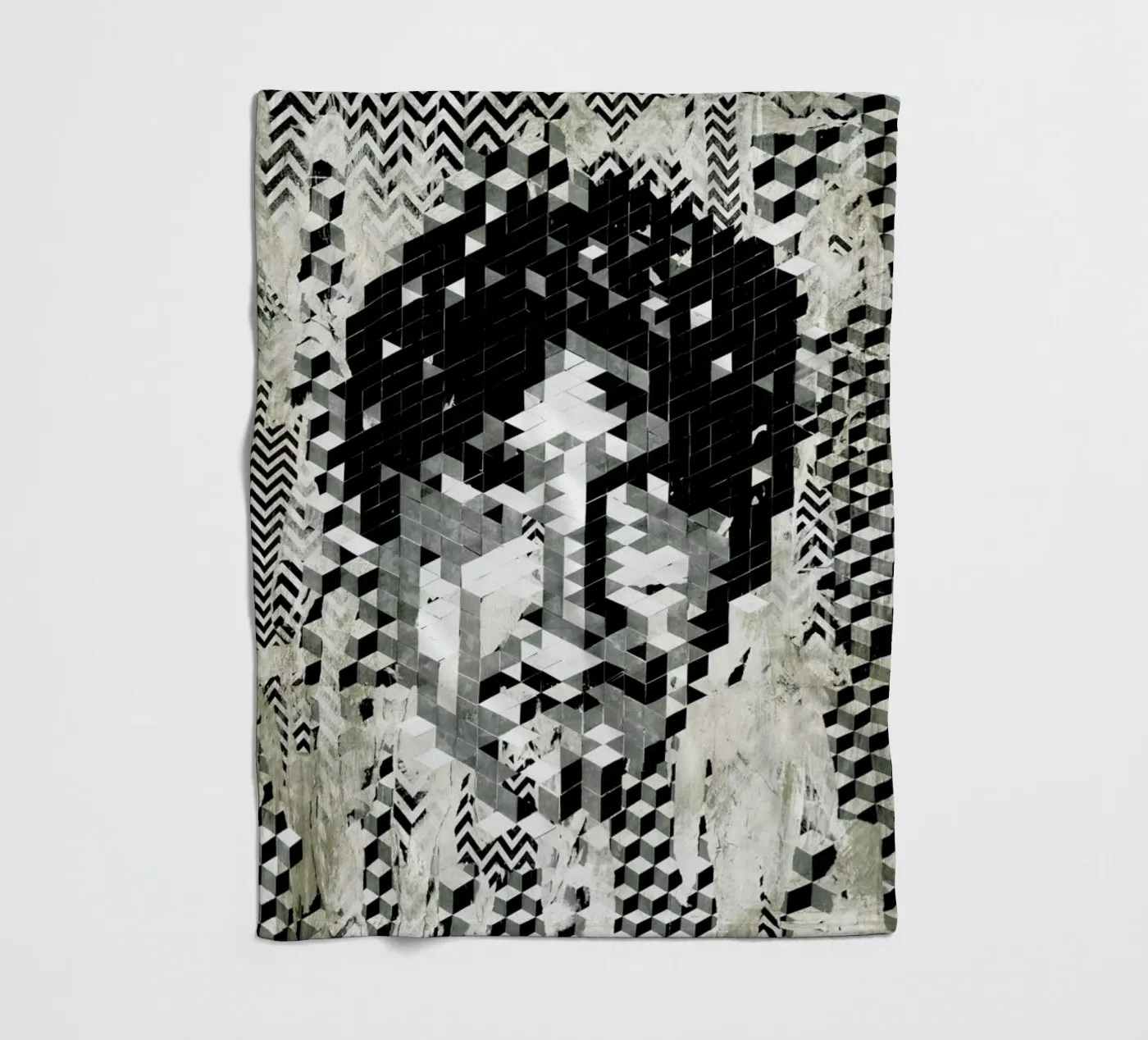 Cube Head fleece blanket by Famous When Dead