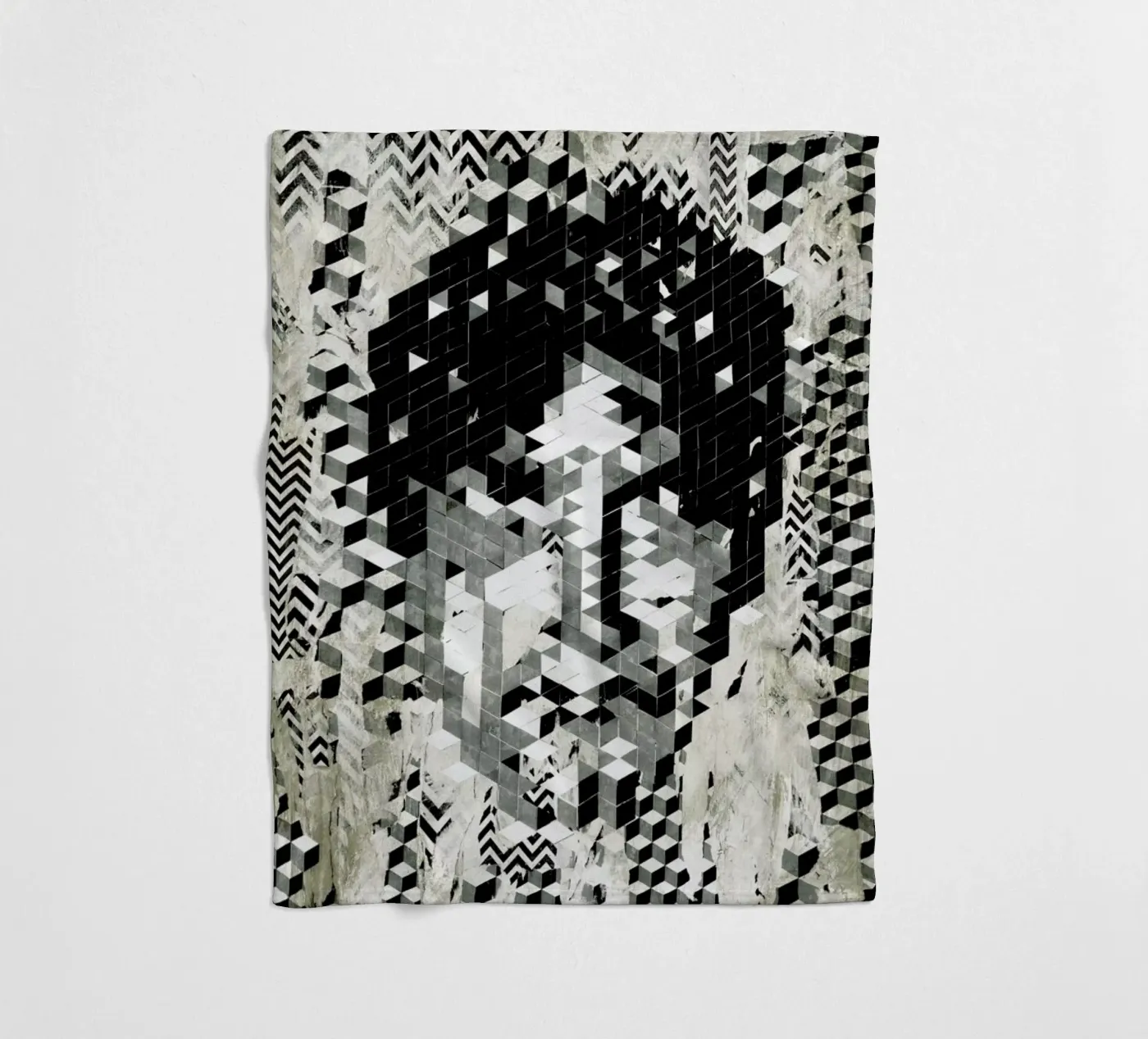 Cube Head fleece blanket by Famous When Dead