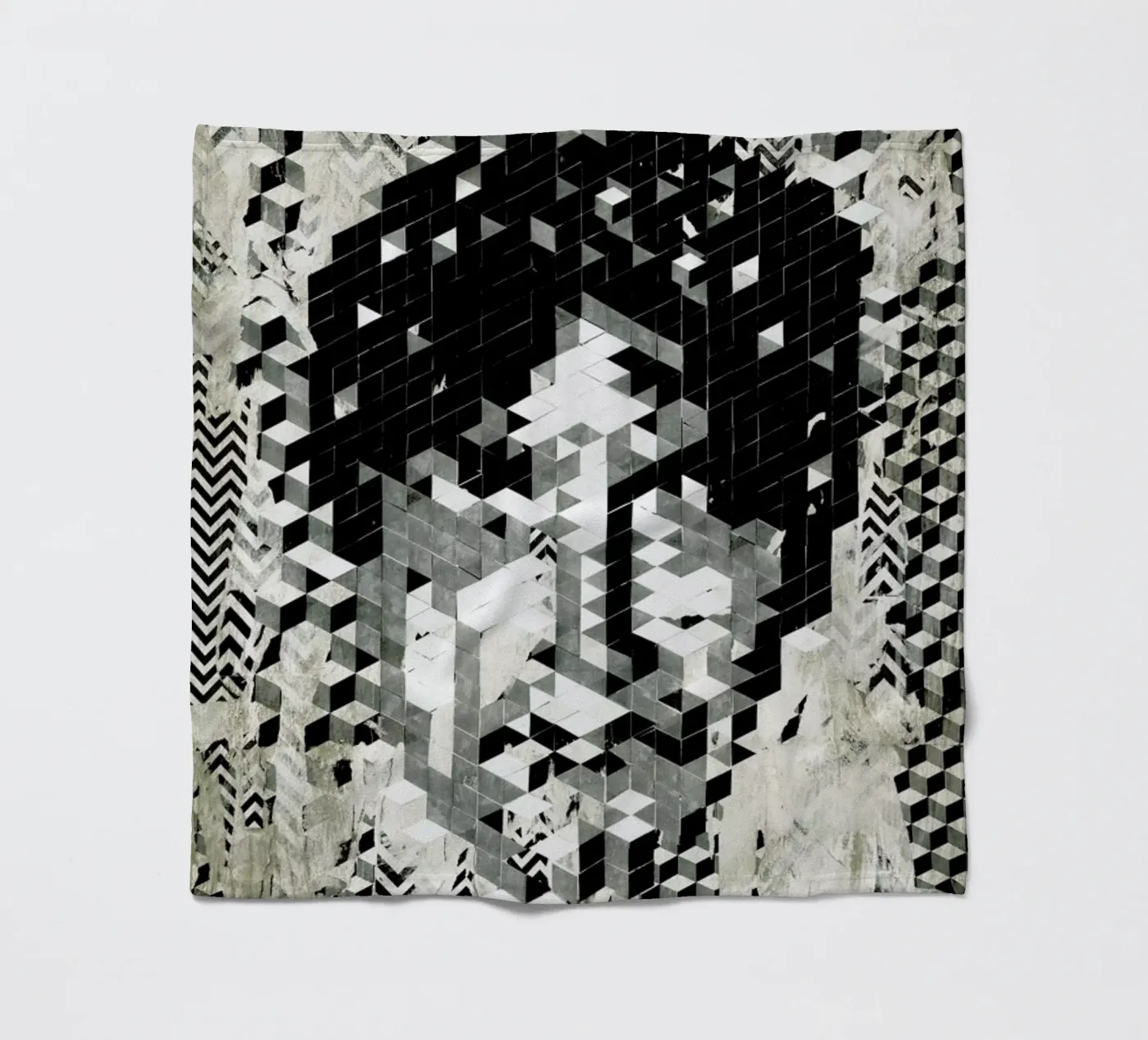 Cube Head fleece blanket by Famous When Dead