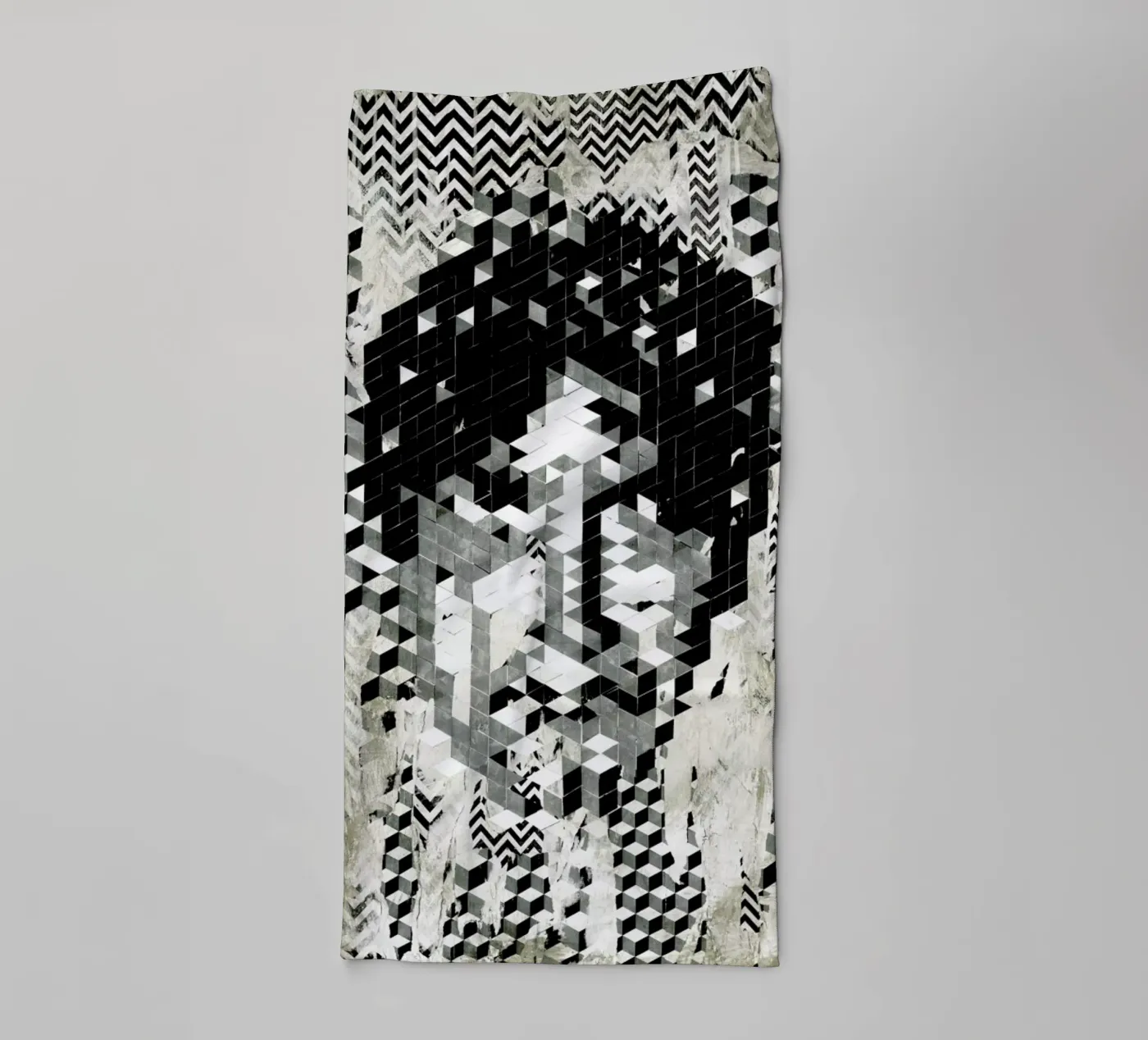 Cube Head towel by Famous When Dead