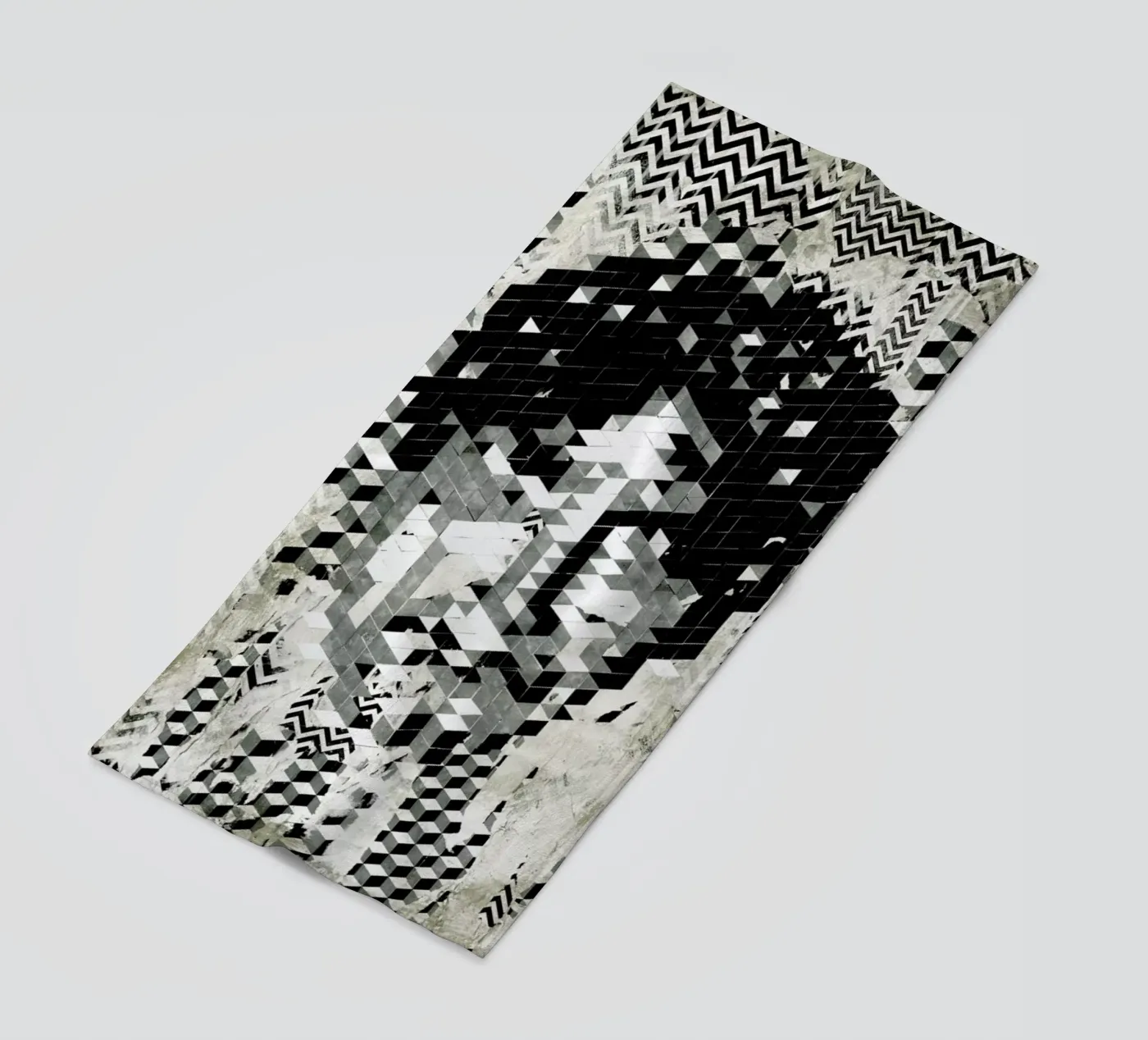 Cube Head beach towel by Famous When Dead
