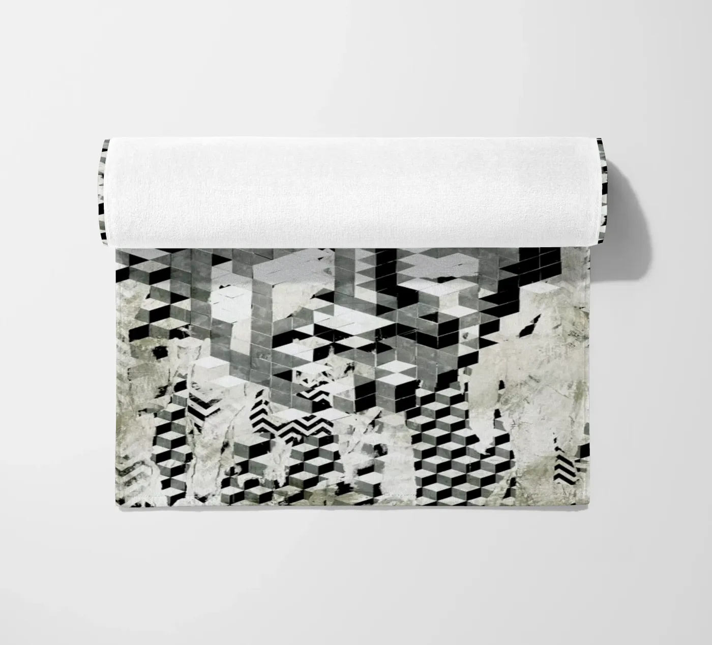 Cube Head beach towel by Famous When Dead