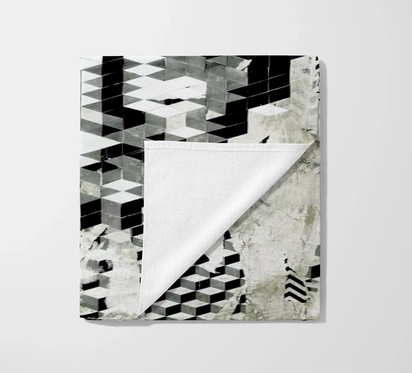 Cube Head beach towel by Famous When Dead