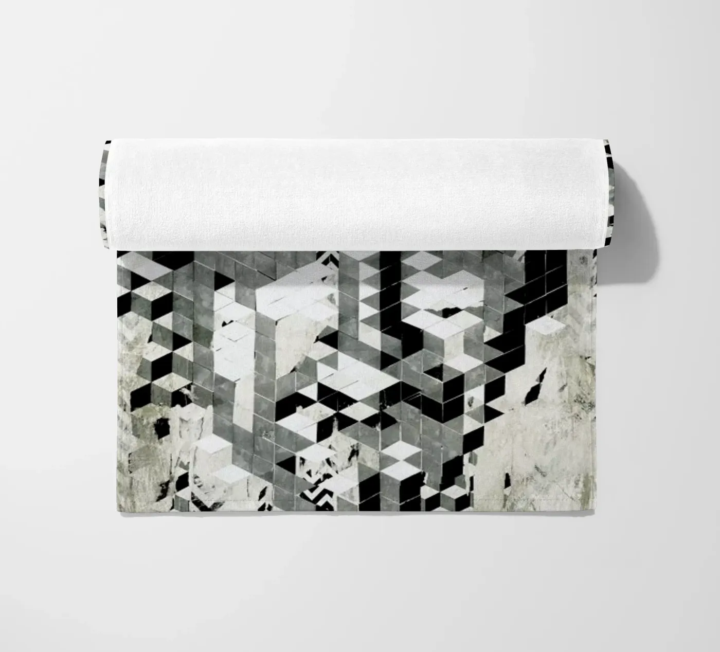 Cube Head beach towel by Famous When Dead