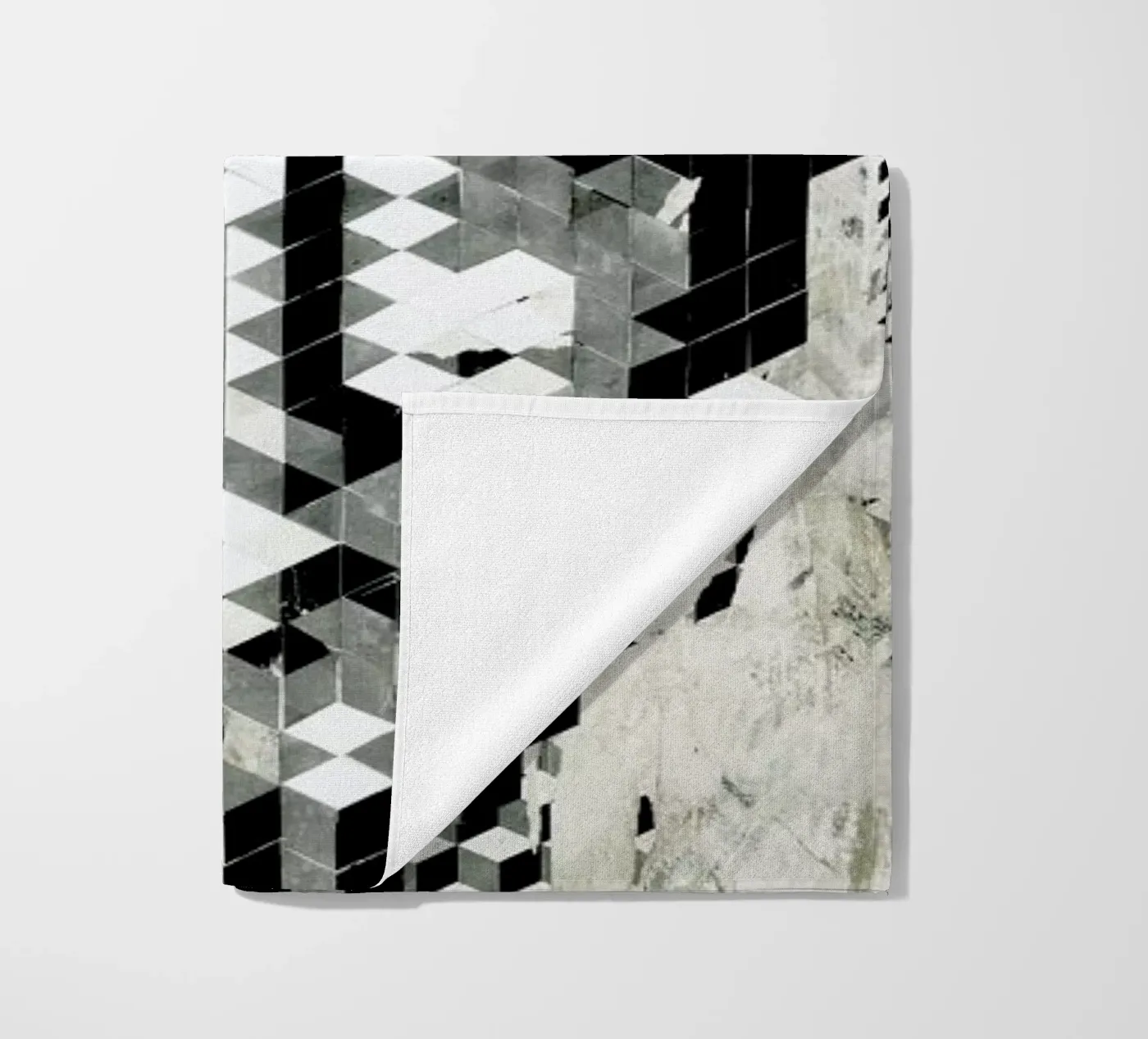Cube Head beach towel by Famous When Dead