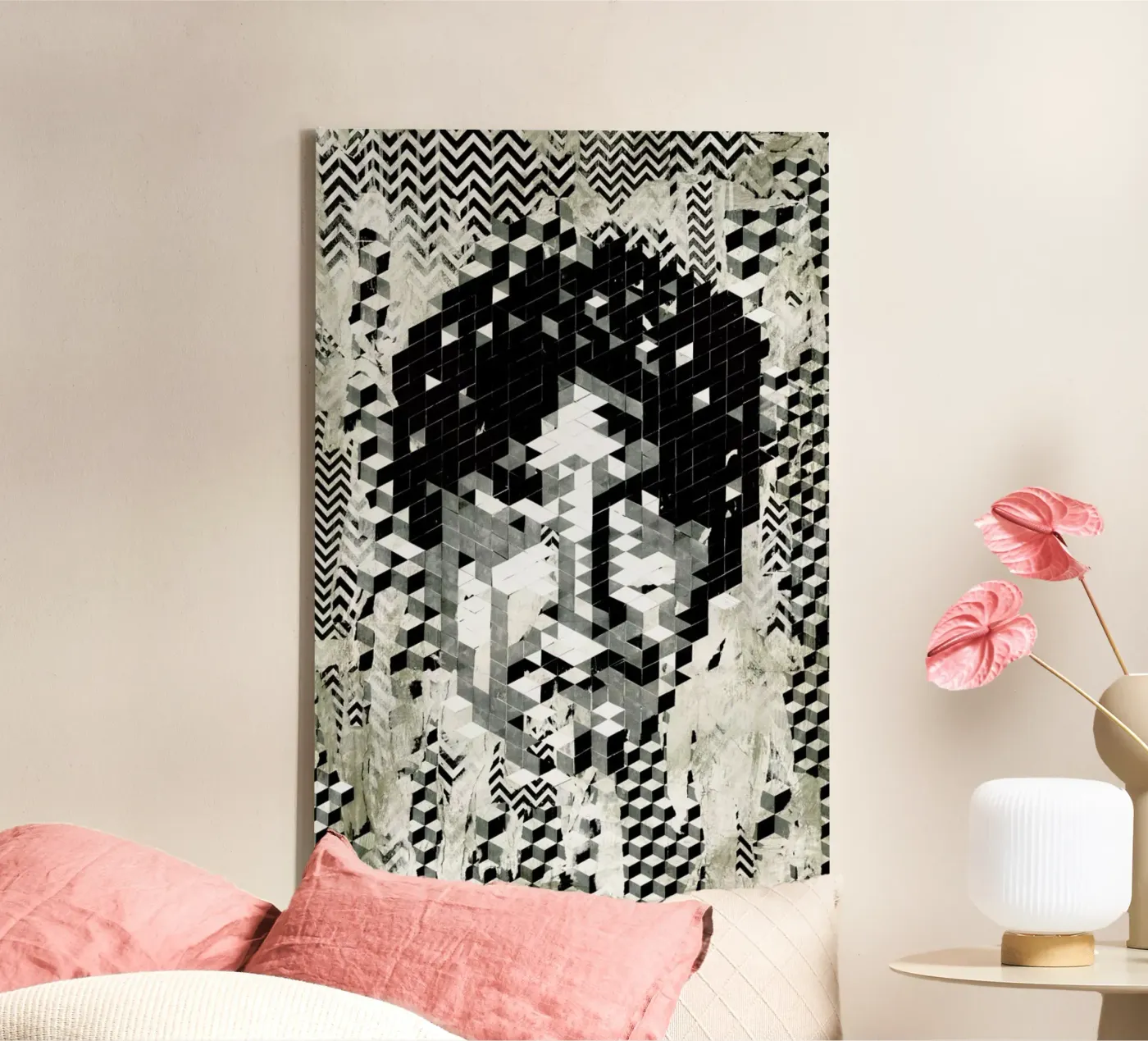 Cube Head canvas by Famous When Dead