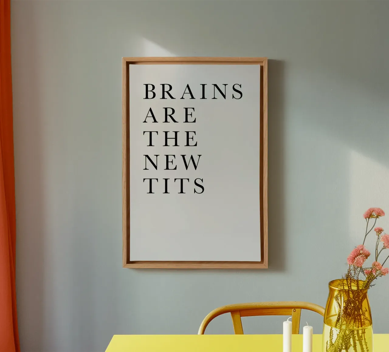 Brains Are the New Tits tela con Cornice a cassetta da Kubistika