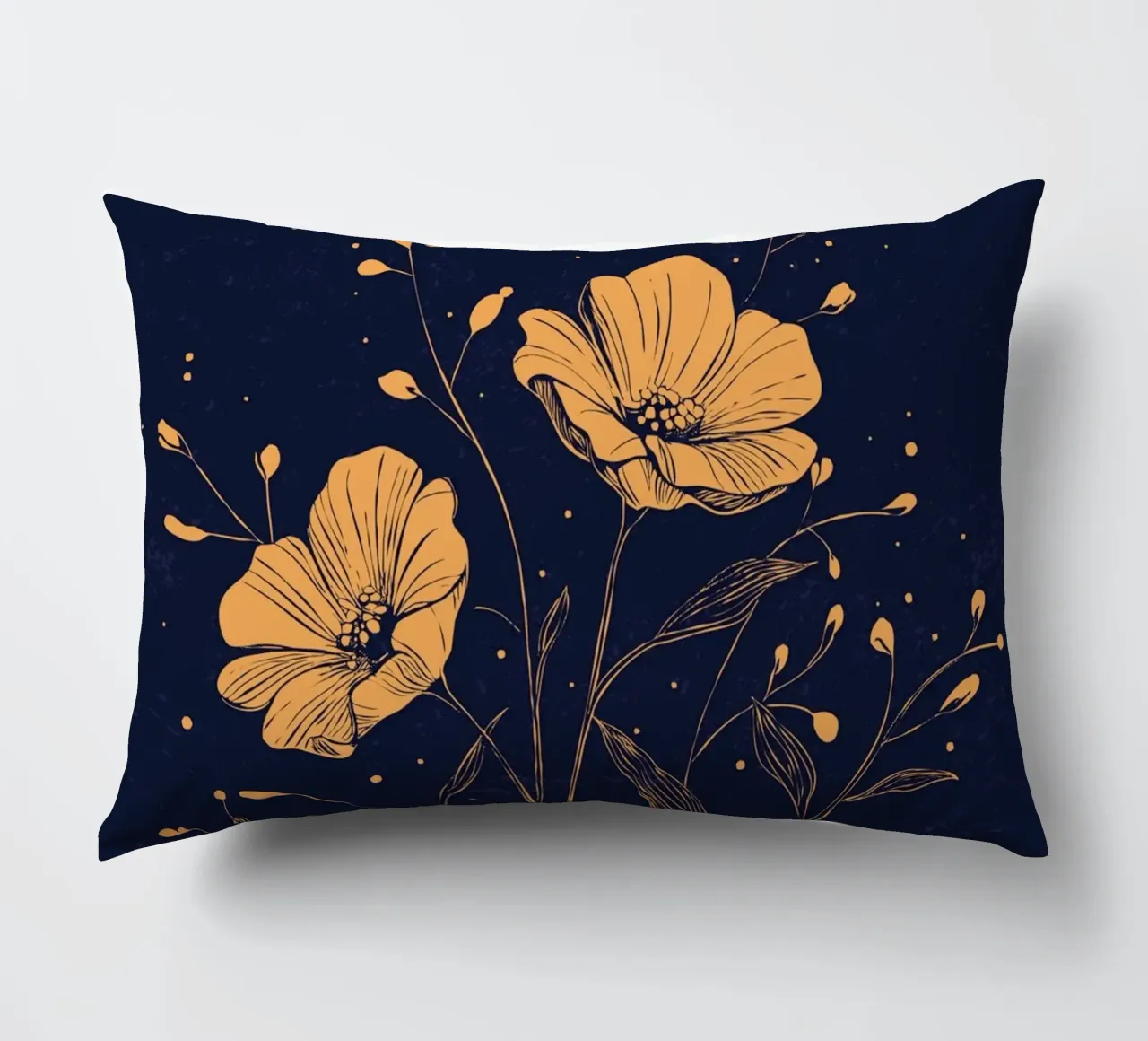 Golden poppies on a deep blue background decorative cushion by pixelbull - medieval art and more