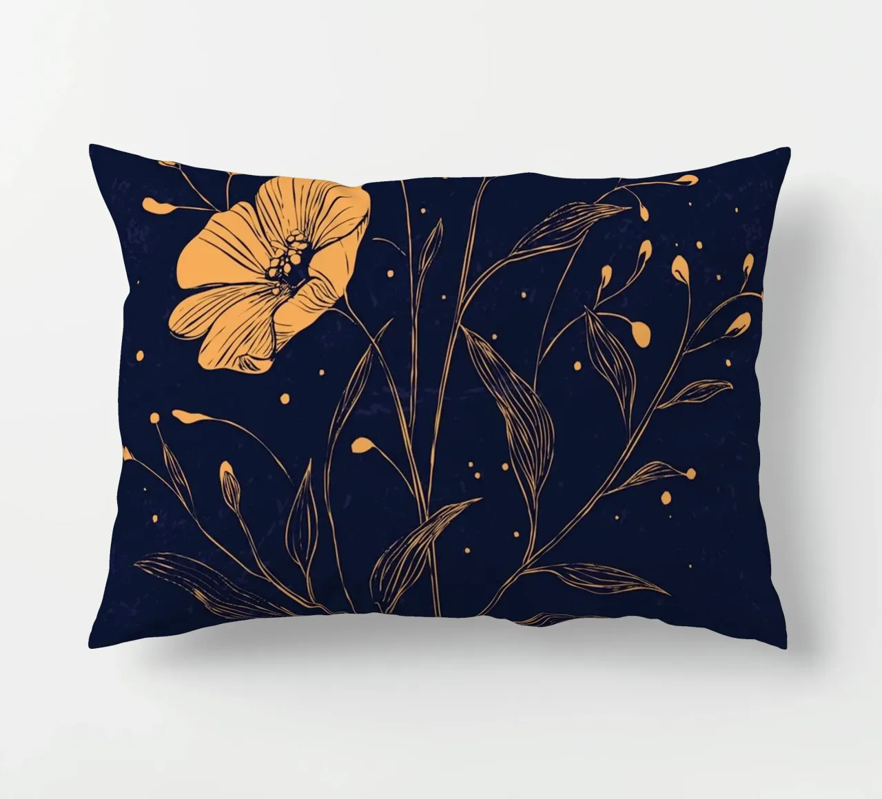 Golden poppies on a deep blue background decorative cushion by pixelbull - medieval art and more
