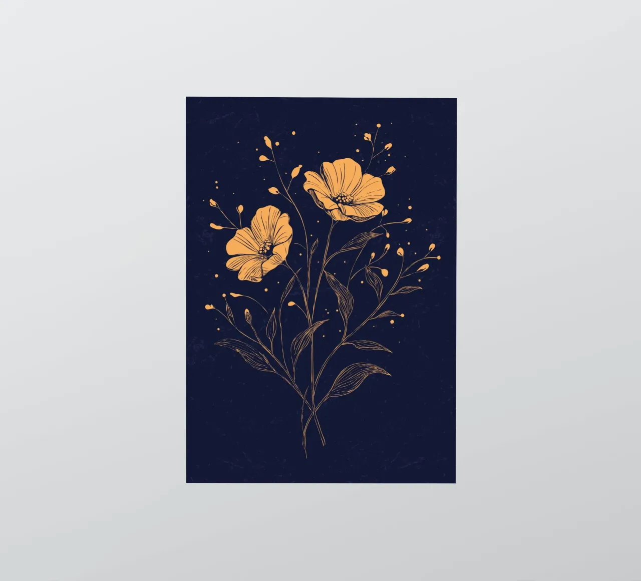 Goldene Mohnblumen auf tiefblauem Grund Sticker von pixelbull - medieval art and more