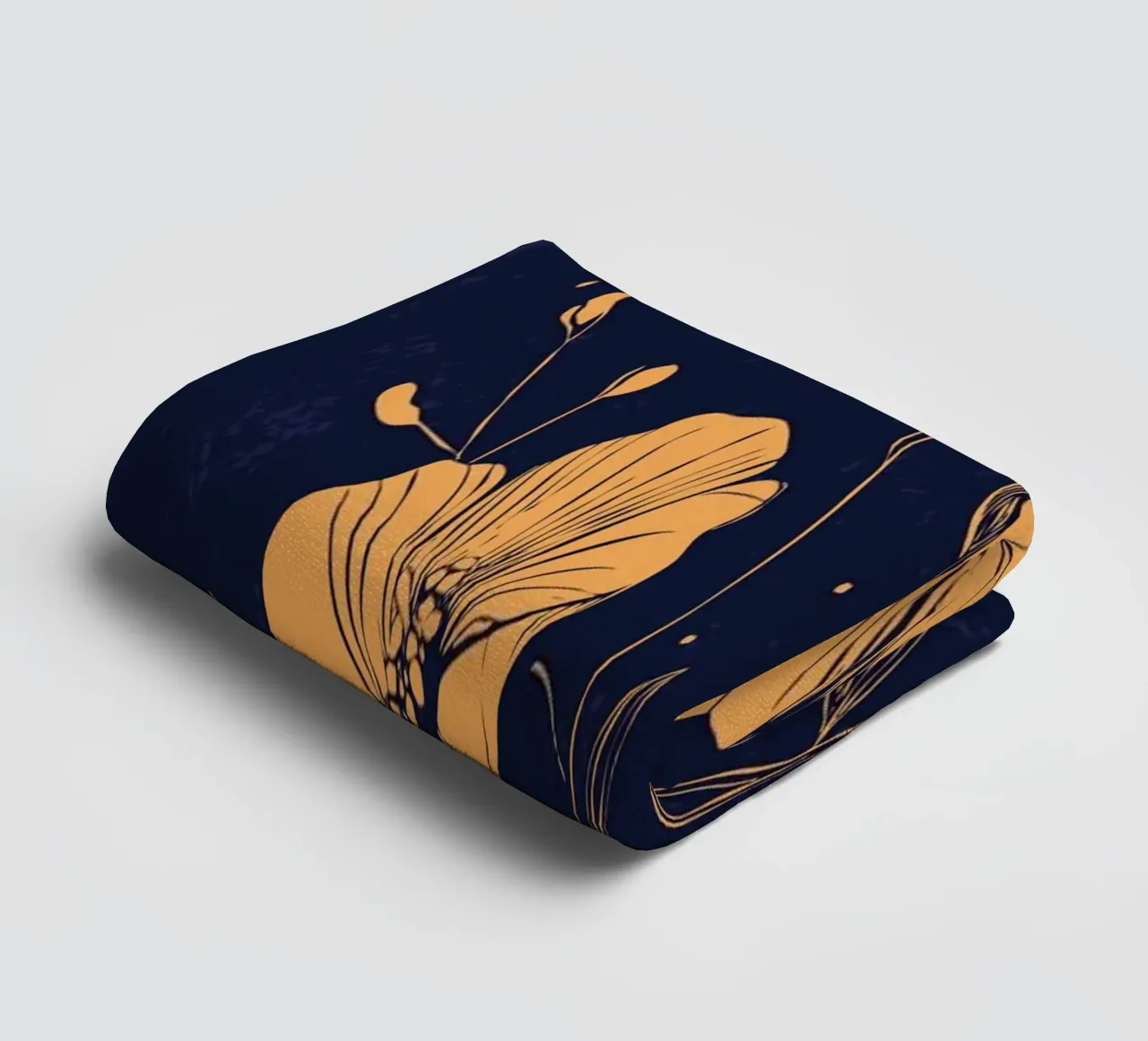 Golden poppies on a deep blue background towel by pixelbull - medieval art and more
