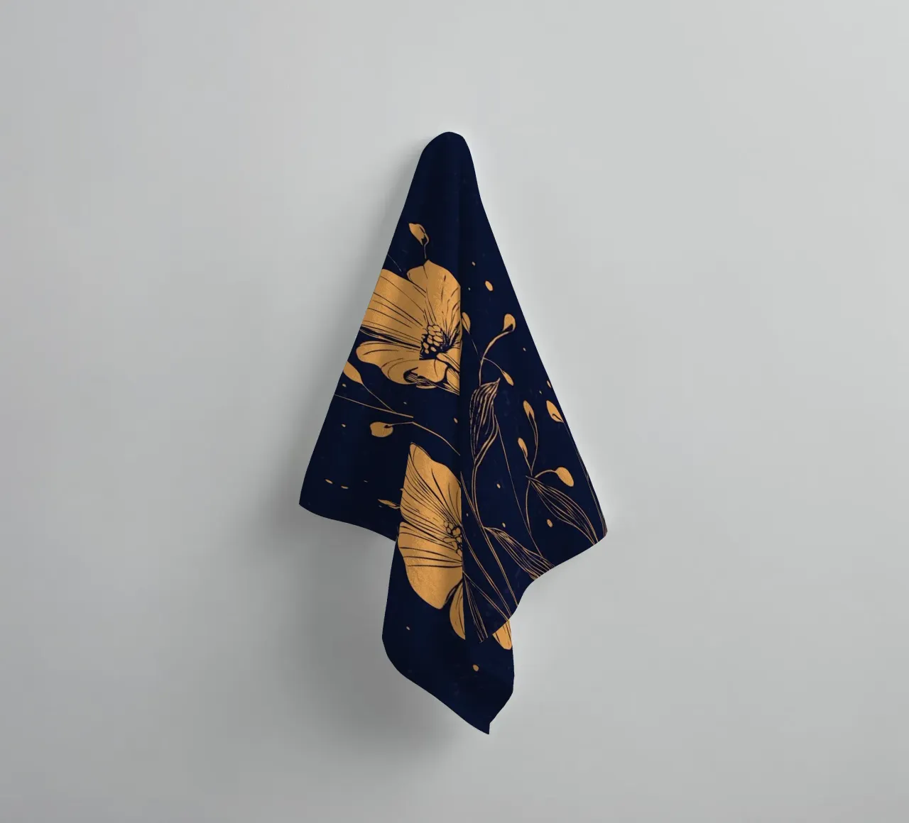 Golden poppies on a deep blue background towel by pixelbull - medieval art and more