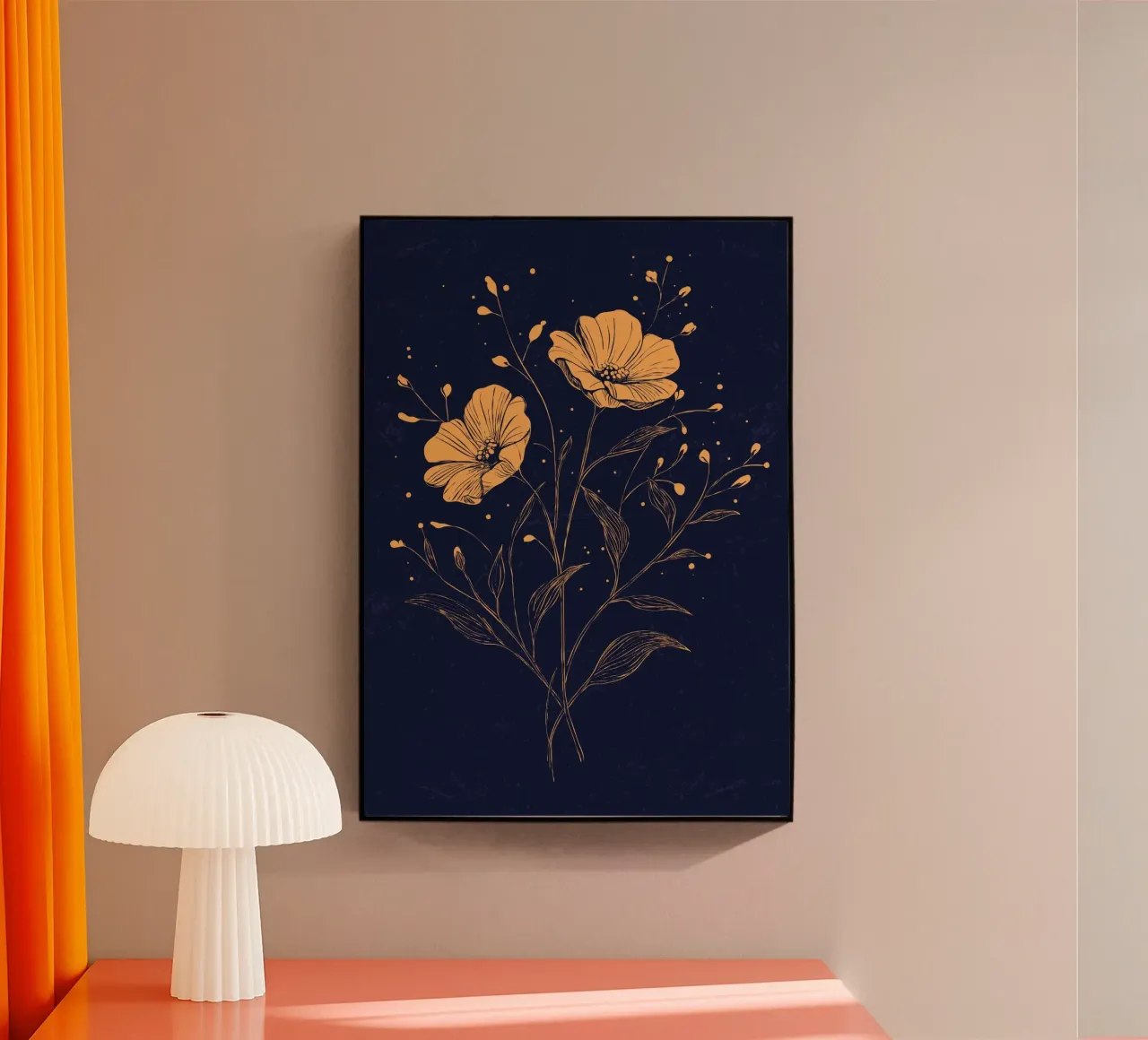 Papaveri dorati su sfondo blu intenso plexiglass da pixelbull - medieval art and more