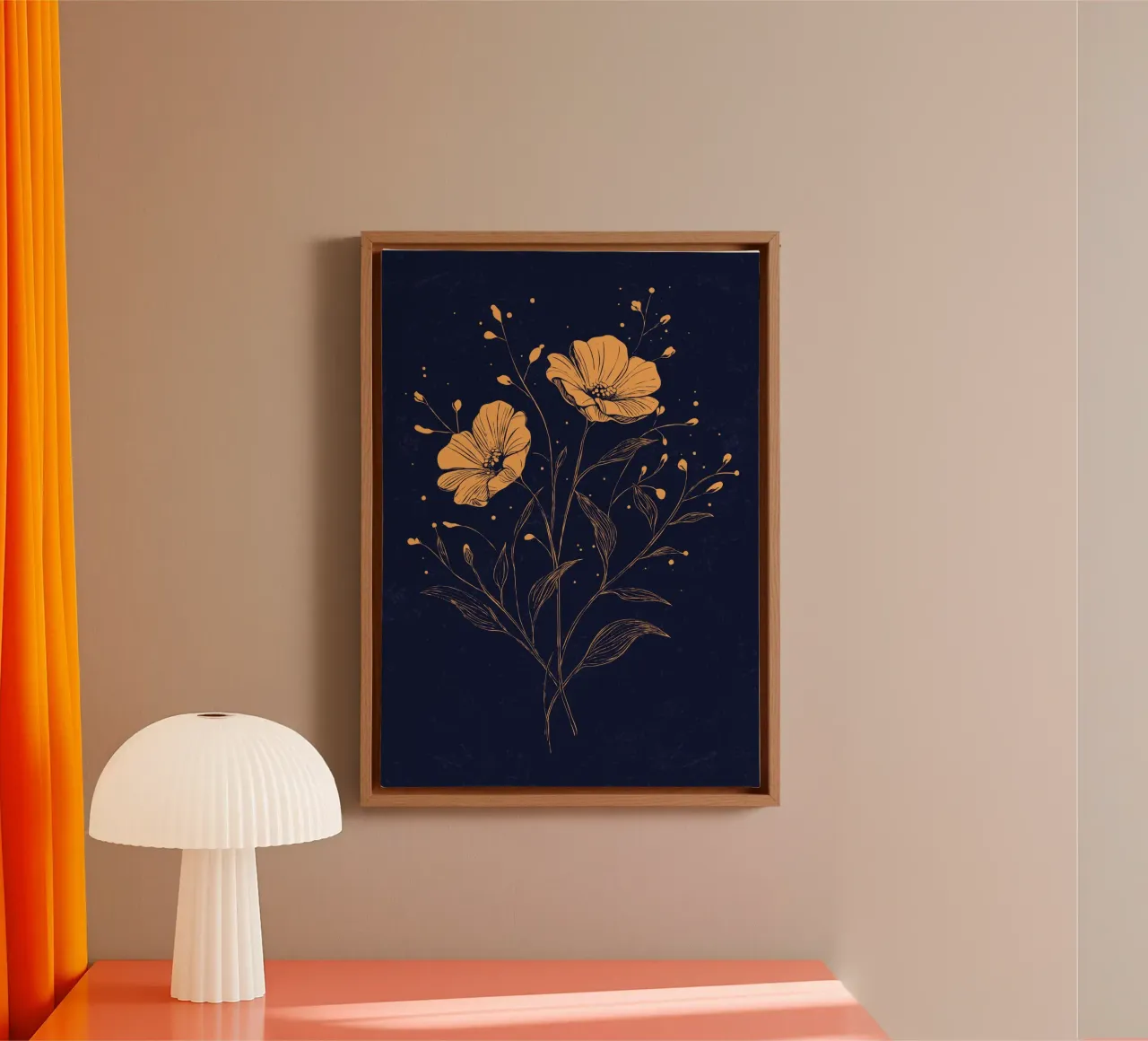 Golden poppies on a deep blue background canvas by pixelbull - medieval art and more