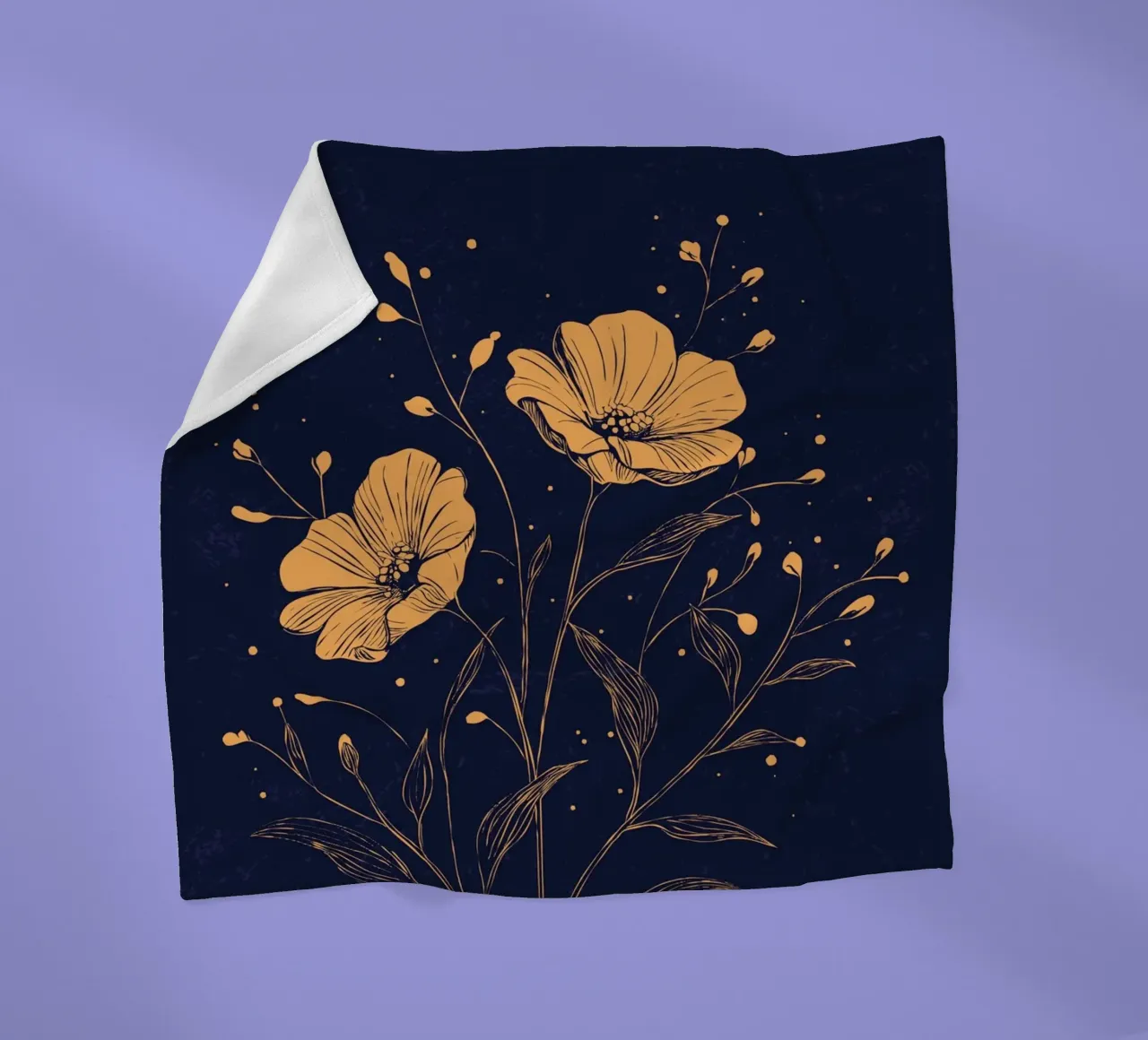 Papaveri dorati su sfondo blu intenso coperta in pile da pixelbull - medieval art and more