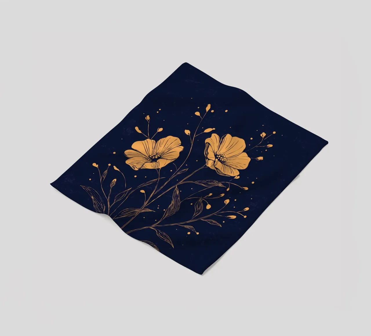 Papaveri dorati su sfondo blu intenso coperta in pile da pixelbull - medieval art and more