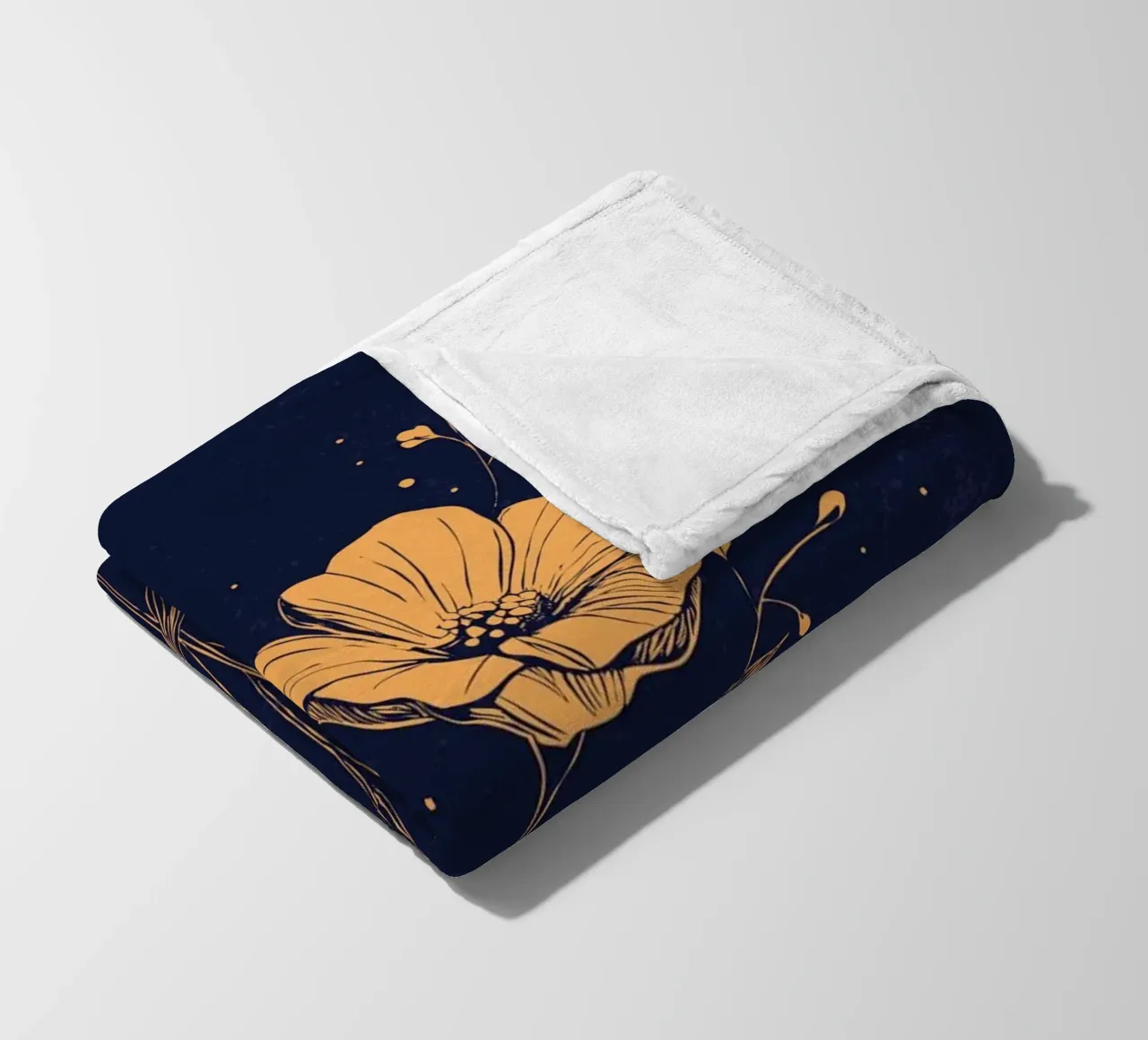 Papaveri dorati su sfondo blu intenso coperta in pile da pixelbull - medieval art and more