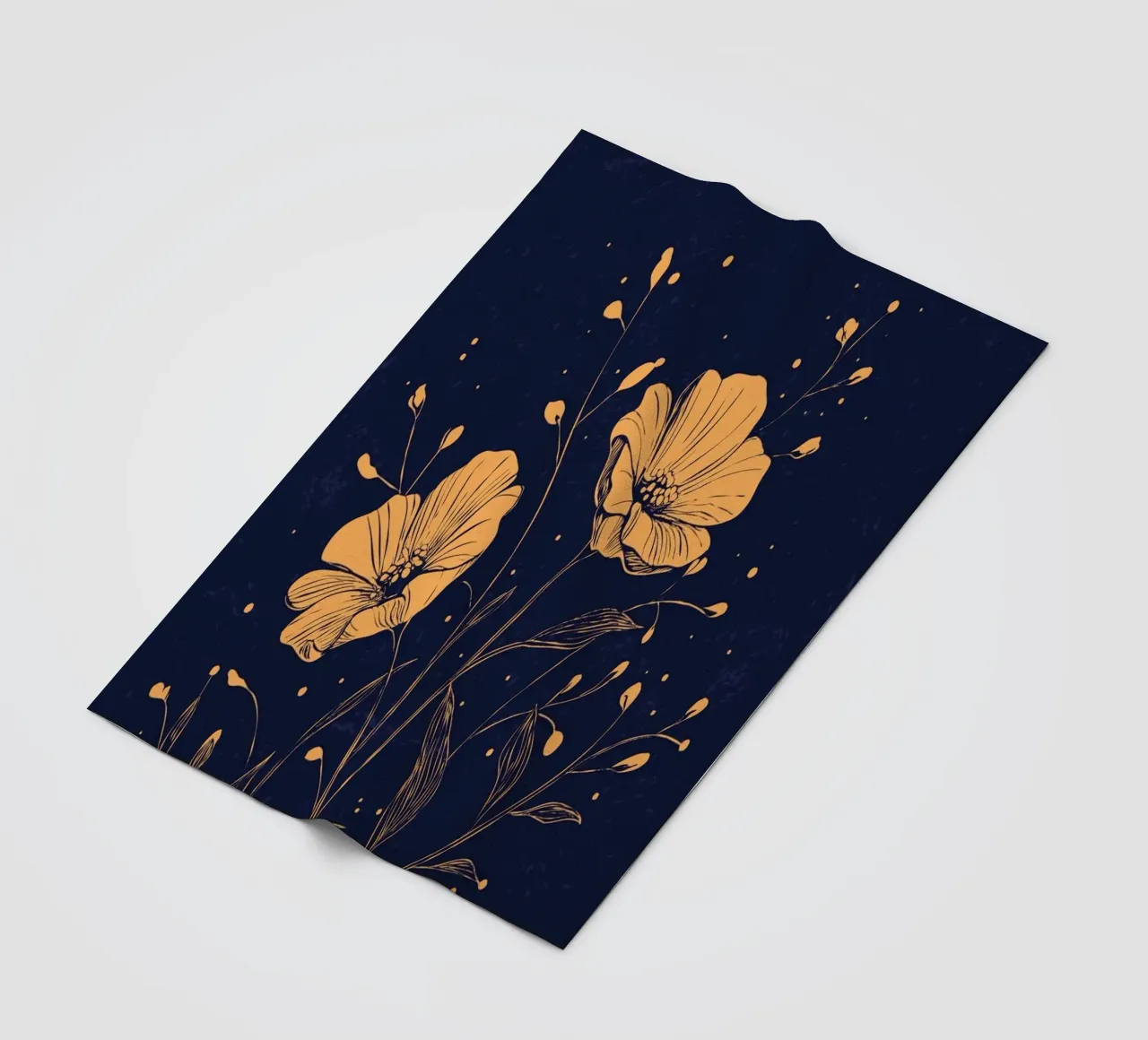 Papaveri dorati su sfondo blu intenso coperta in pile da pixelbull - medieval art and more