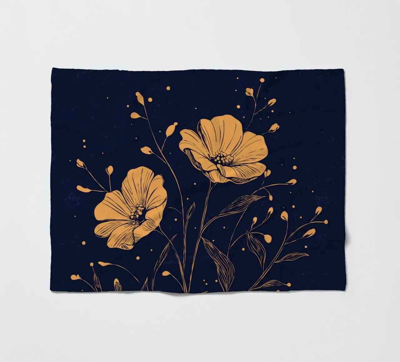 Papaveri dorati su sfondo blu intenso coperta in pile da pixelbull - medieval art and more