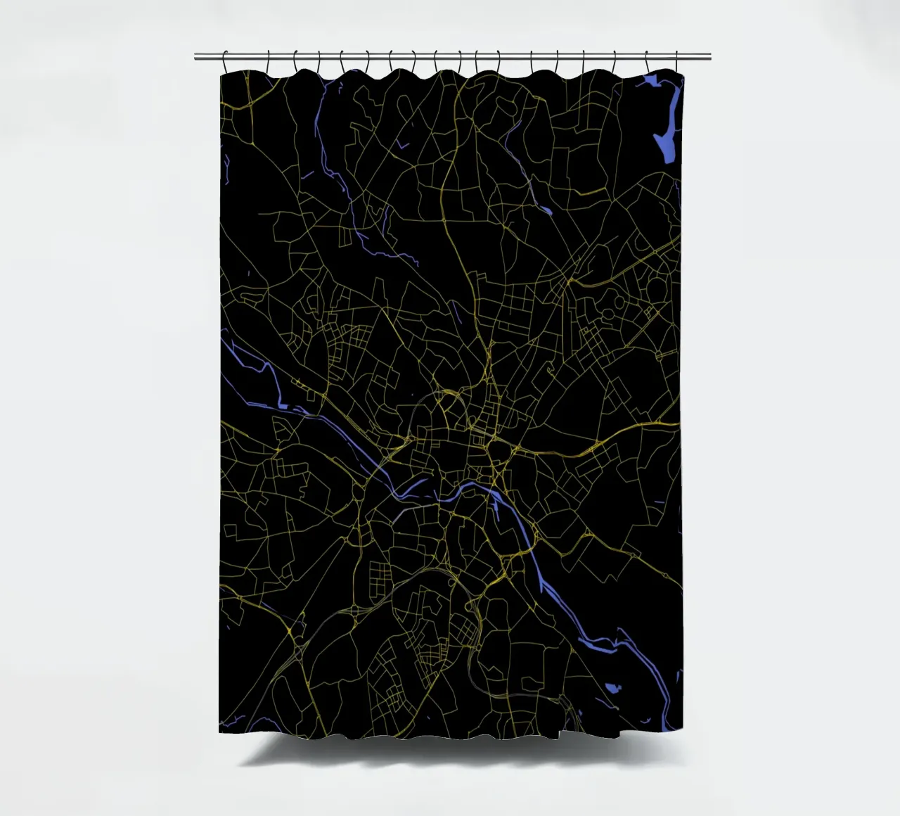 Mappa della città di Leeds Regno Unito nero e oro tenda da doccia da Cartographers Library