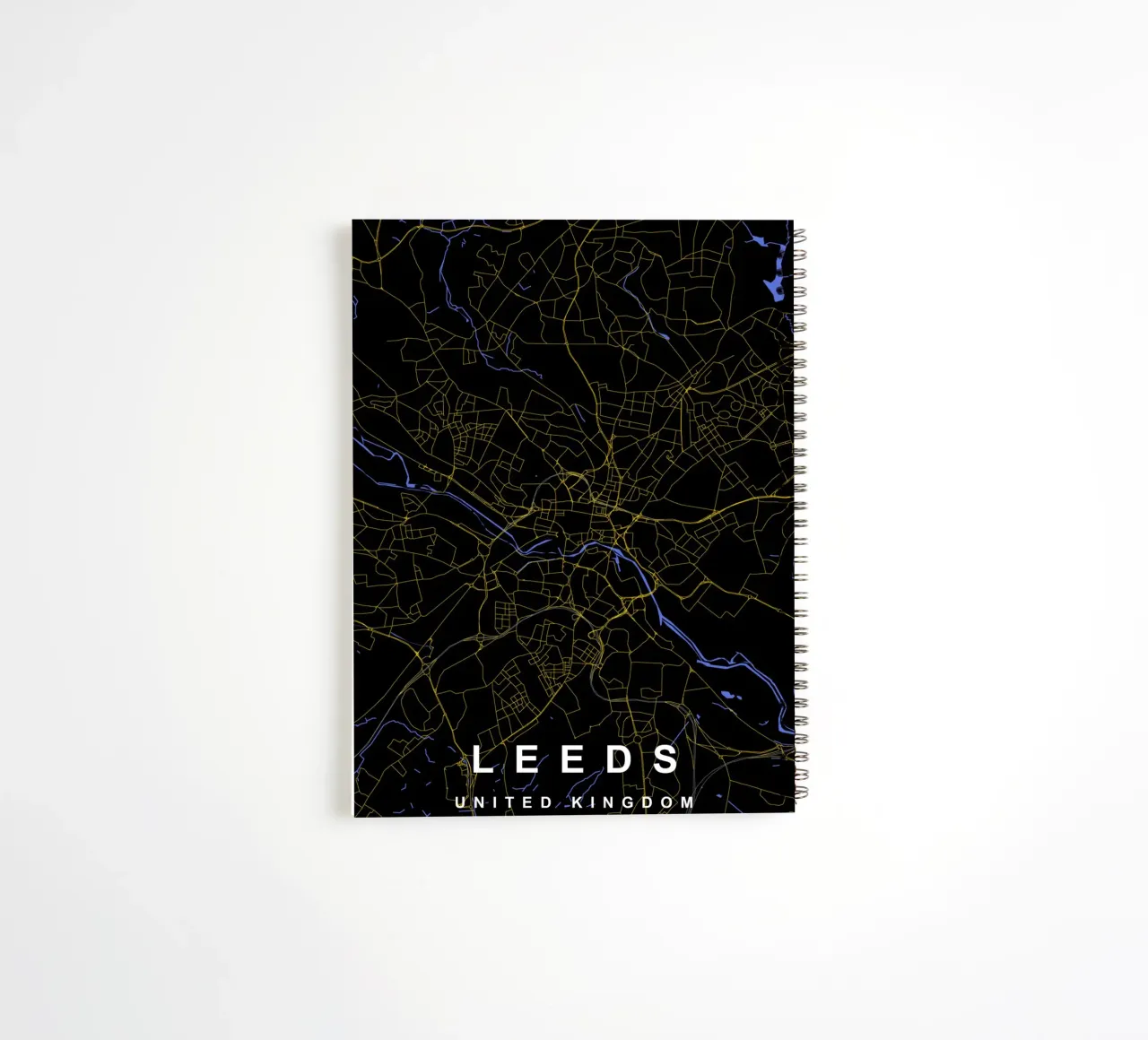 Mappa della città di Leeds Regno Unito nero e oro diario ad anelli da Cartographers Library