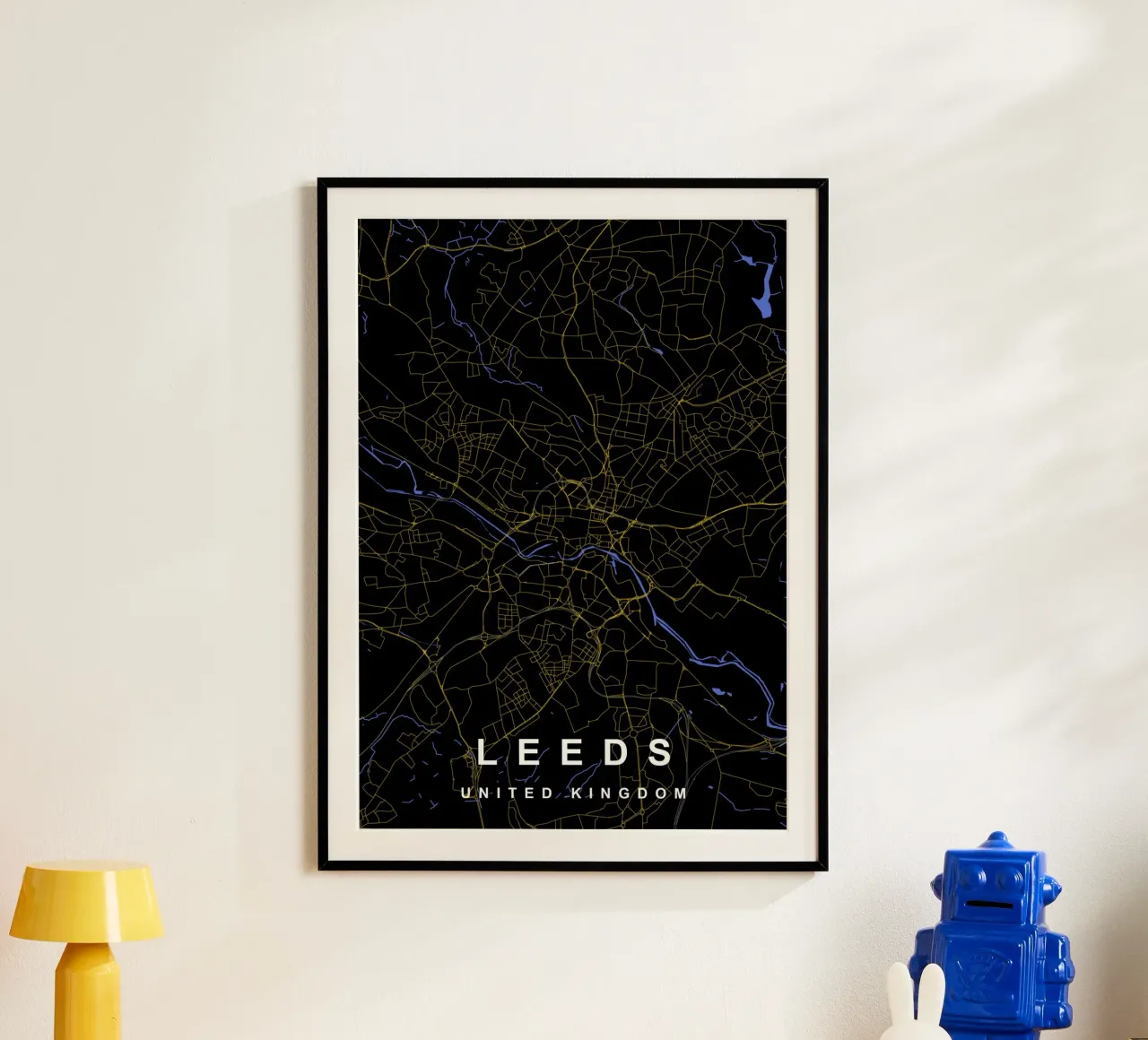 Mappa della città di Leeds Regno Unito nero e oro carta hahnemühle da Cartographers Library