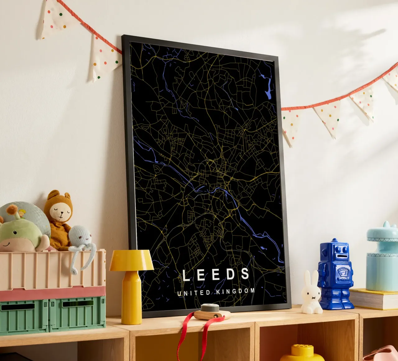 Mappa della città di Leeds Regno Unito nero e oro carta hahnemühle da Cartographers Library